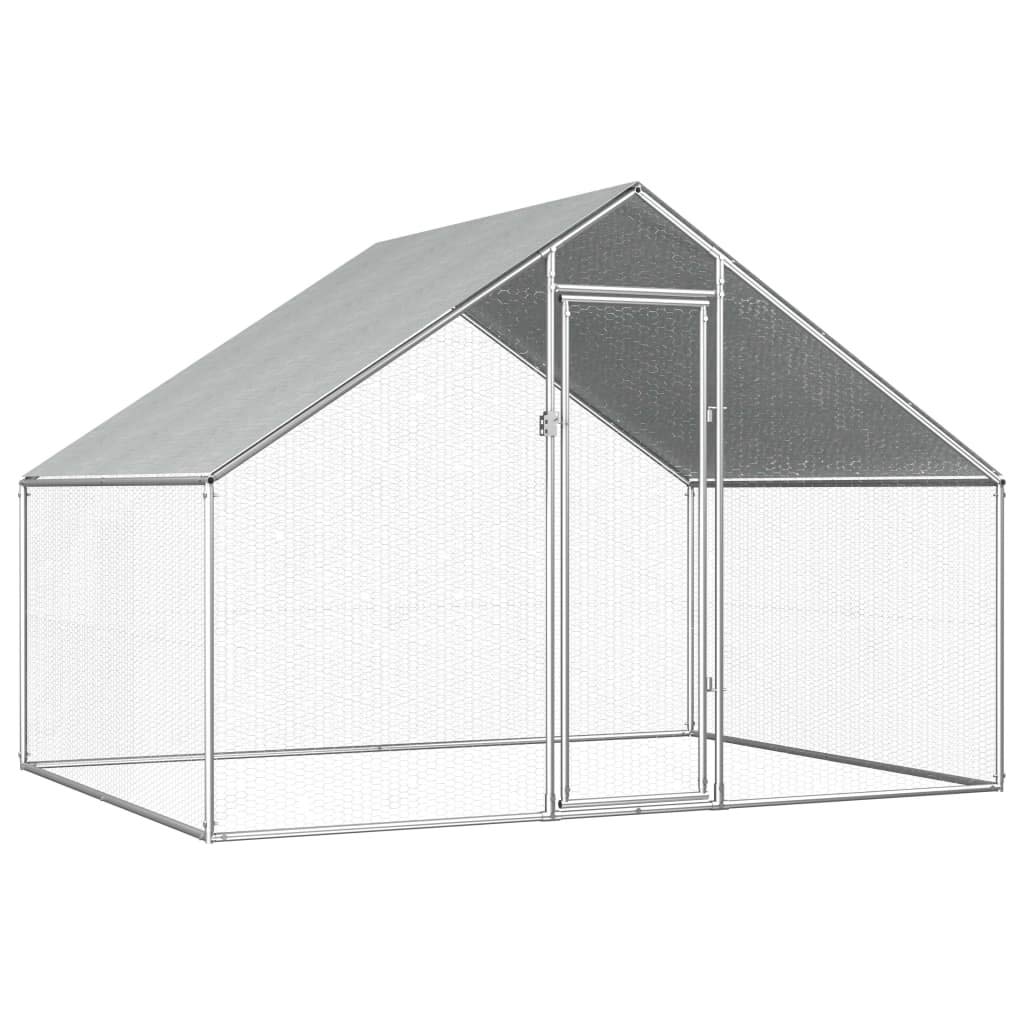 FAMIROSA 9' x 6.6' x 6.3' Walk-in Chicken Coop with Galvanized Steel Wire Mesh, PE Roof Cover & Lockable Door - Outdoor Poultry House for Hens, Ducks, Geese & Rabbits - Perfect for Backyard Gardens, Farm Use & Pet Enclosures