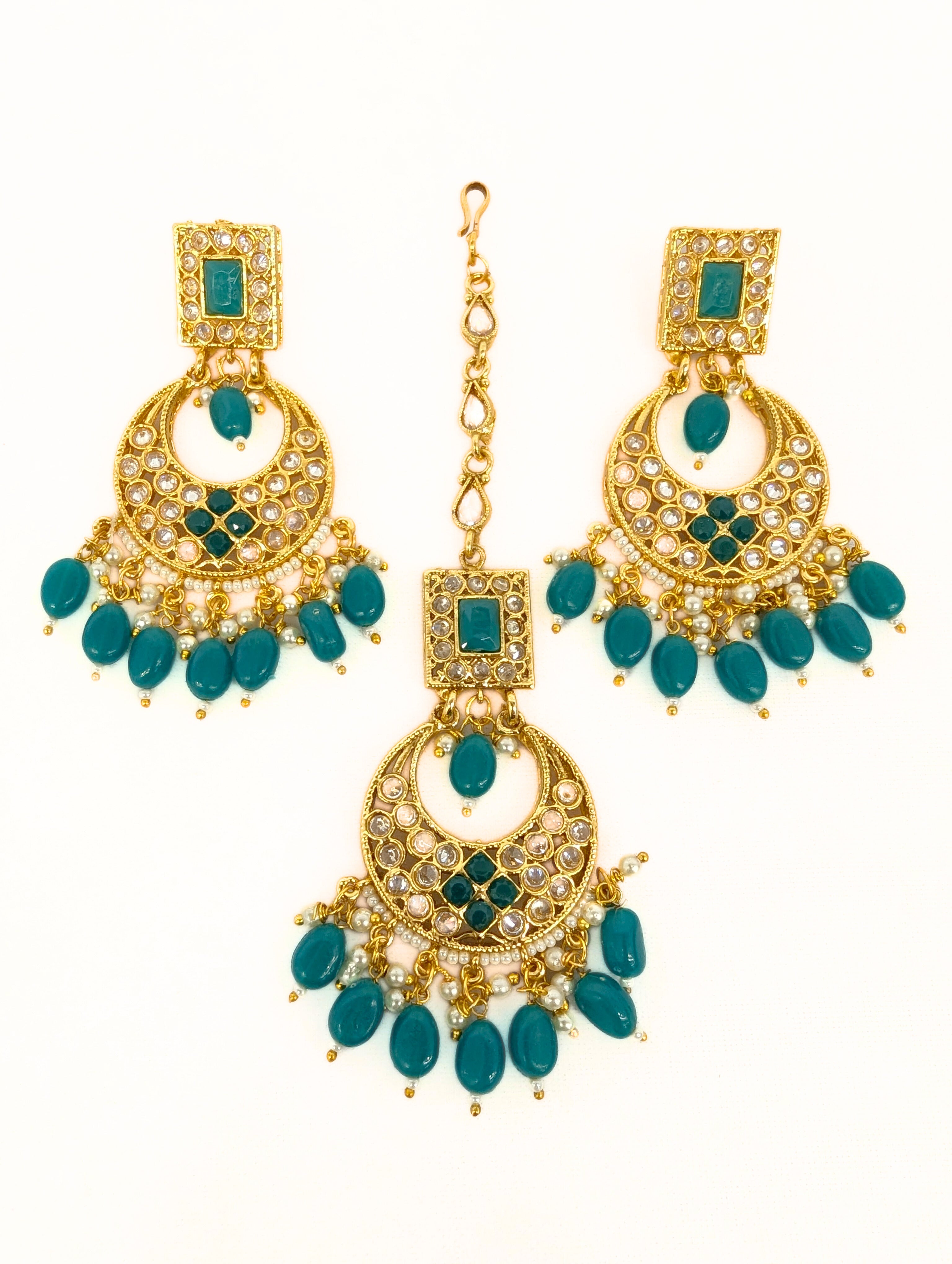 Exquisite Meera Polki Diamond Earrings and Tikka Set - Traditional Indian Bridal Jewelry for Weddings & Festive Occasions