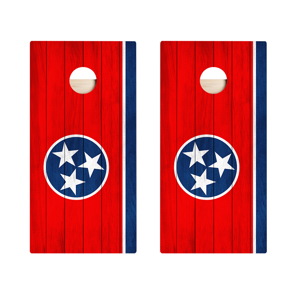 Premium Tennessee Flag Star Cornhole Boards Set - American Outdoor Game for Backyard, Tailgating & BBQ Parties