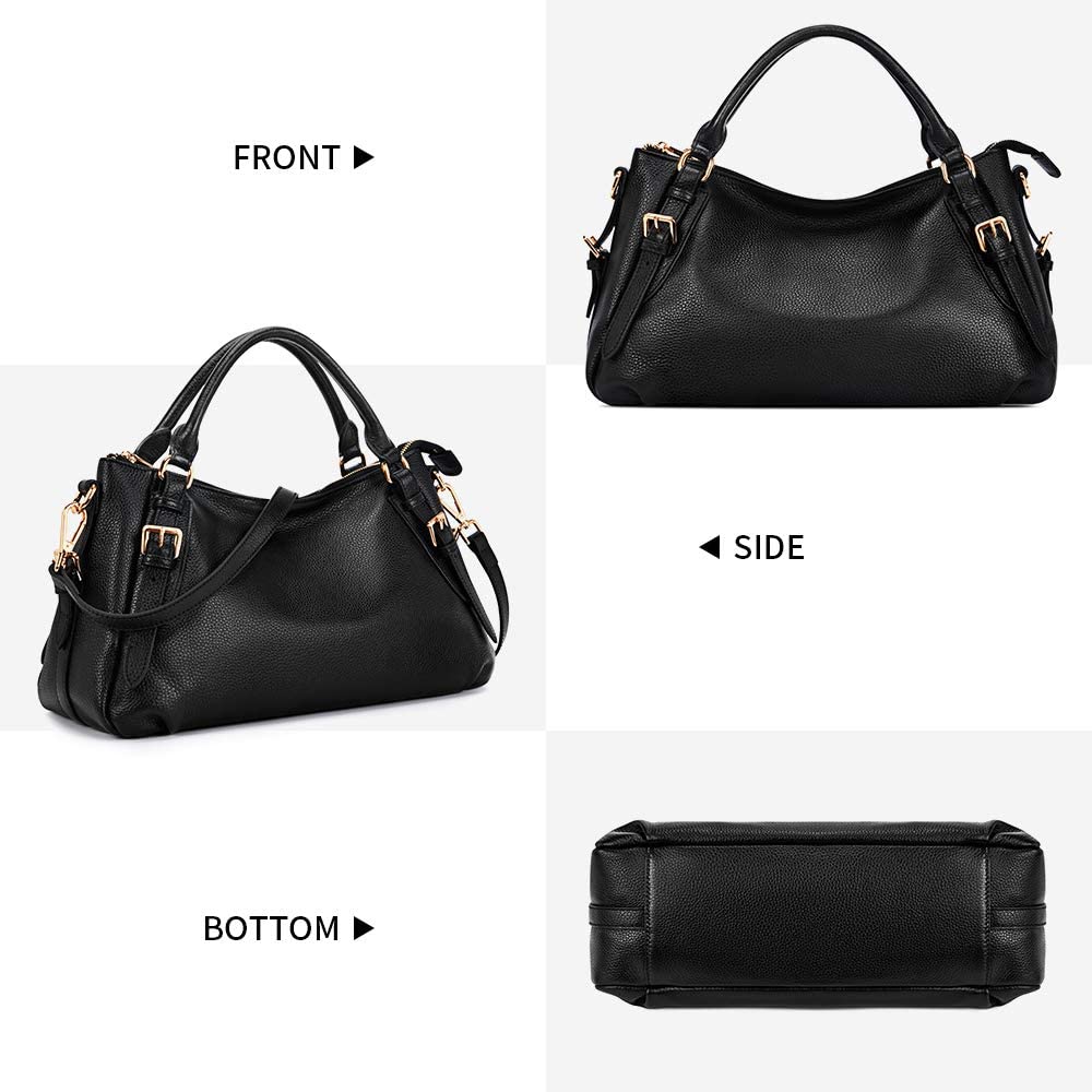 Kattee Genuine Leather Satchel Purse for Women - Soft Top Handle Crossbody Bag, Medium Size Hobo Handbag - Perfect for Work, Travel & Everyday Use