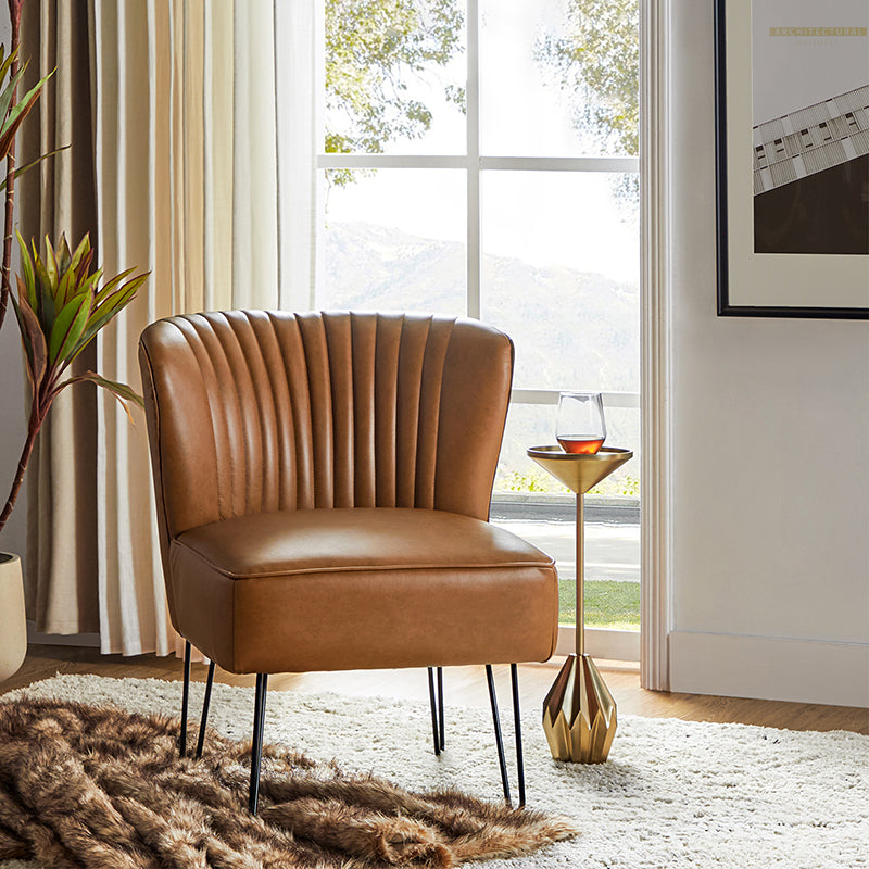 Annabella Vegan Leather Side Chair with Metal Base - Modern Dining & Office Accent Chair for Home & Workspace
