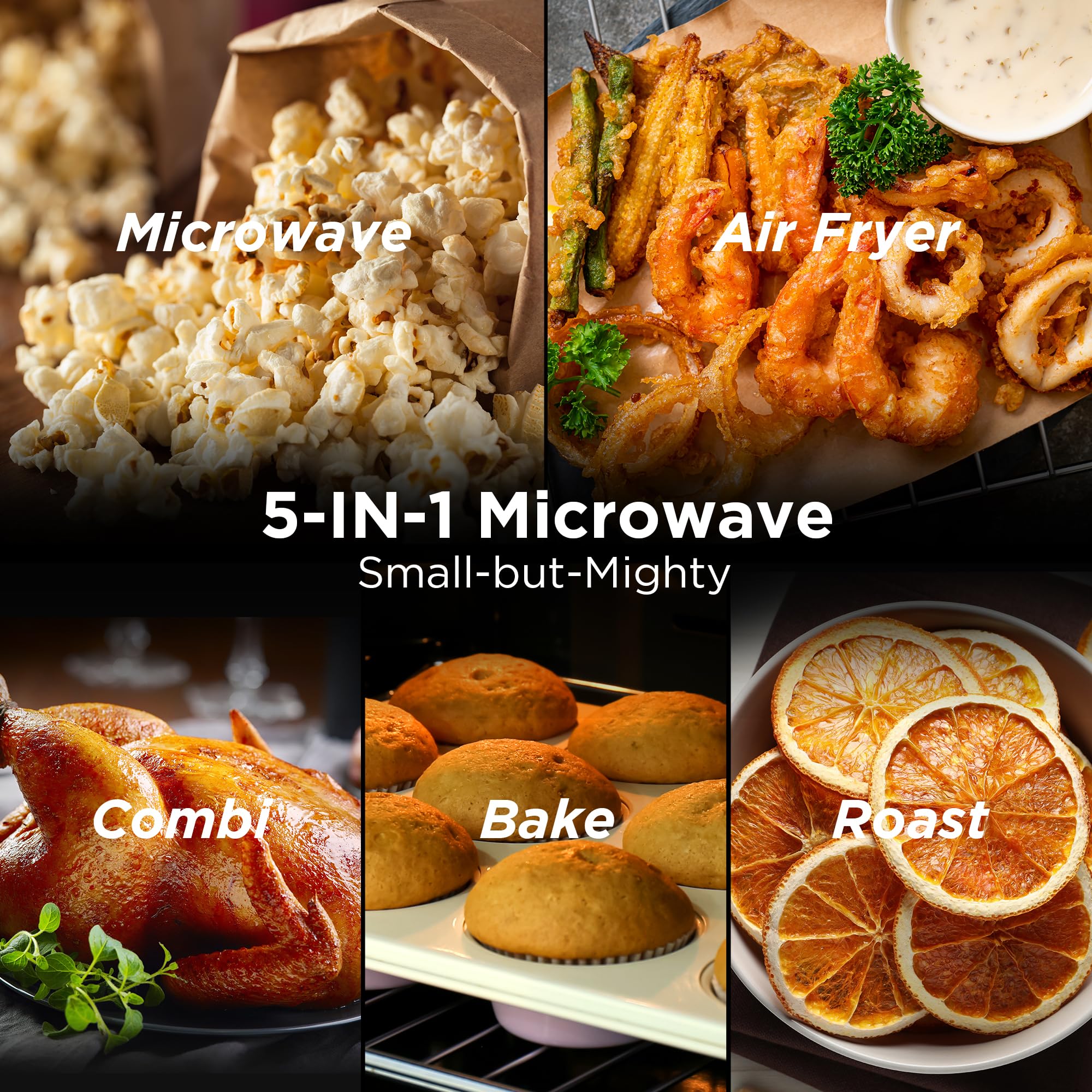 BLACK+DECKER 5-in-1 Countertop Microwave Oven with Air Fryer, Combi, Bake, Roast & Convection - 0.9 cu.ft 900W Stainless Steel Kitchen Appliance with Child Lock (ES9P032NA) - Perfect for Small Kitchens, Dorms & Apartments