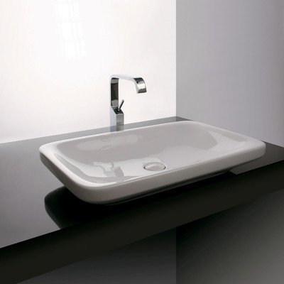 Ceramic Wall Mounted Bathroom Sink - Modern Vessel Sink for Powder Room, Guest Bath & Small Spaces - Elegant White Porcelain Vanity Sink with Easy Installation
