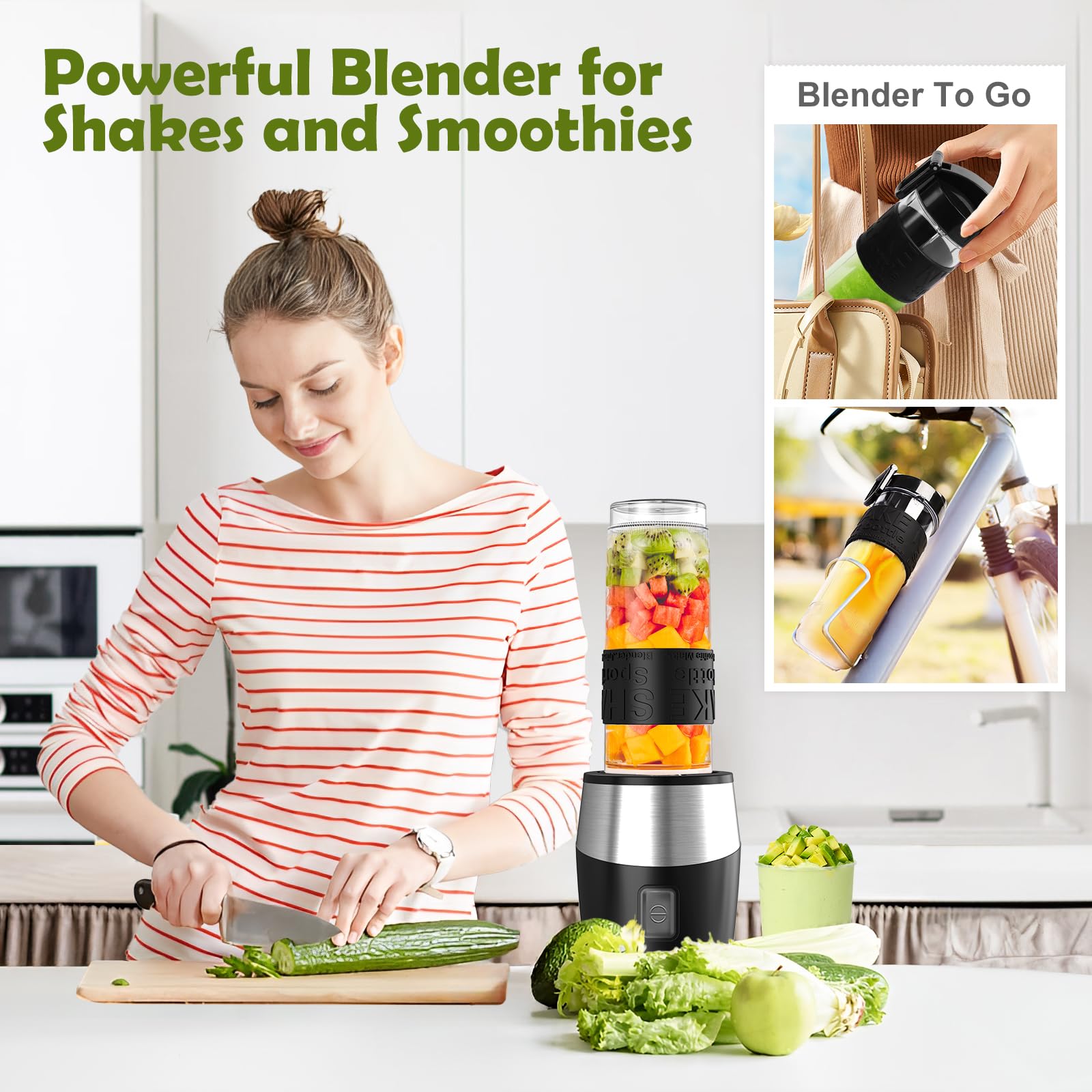 700W Electric Blender and Food Processor Combo - Powerful Mixer, Grinder & Chopper for Shakes, Smoothies & Food Prep | Compact Personal Blender for Kitchen & Home | Perfect for Healthy Drinks, Baby Food & Meal Prep
