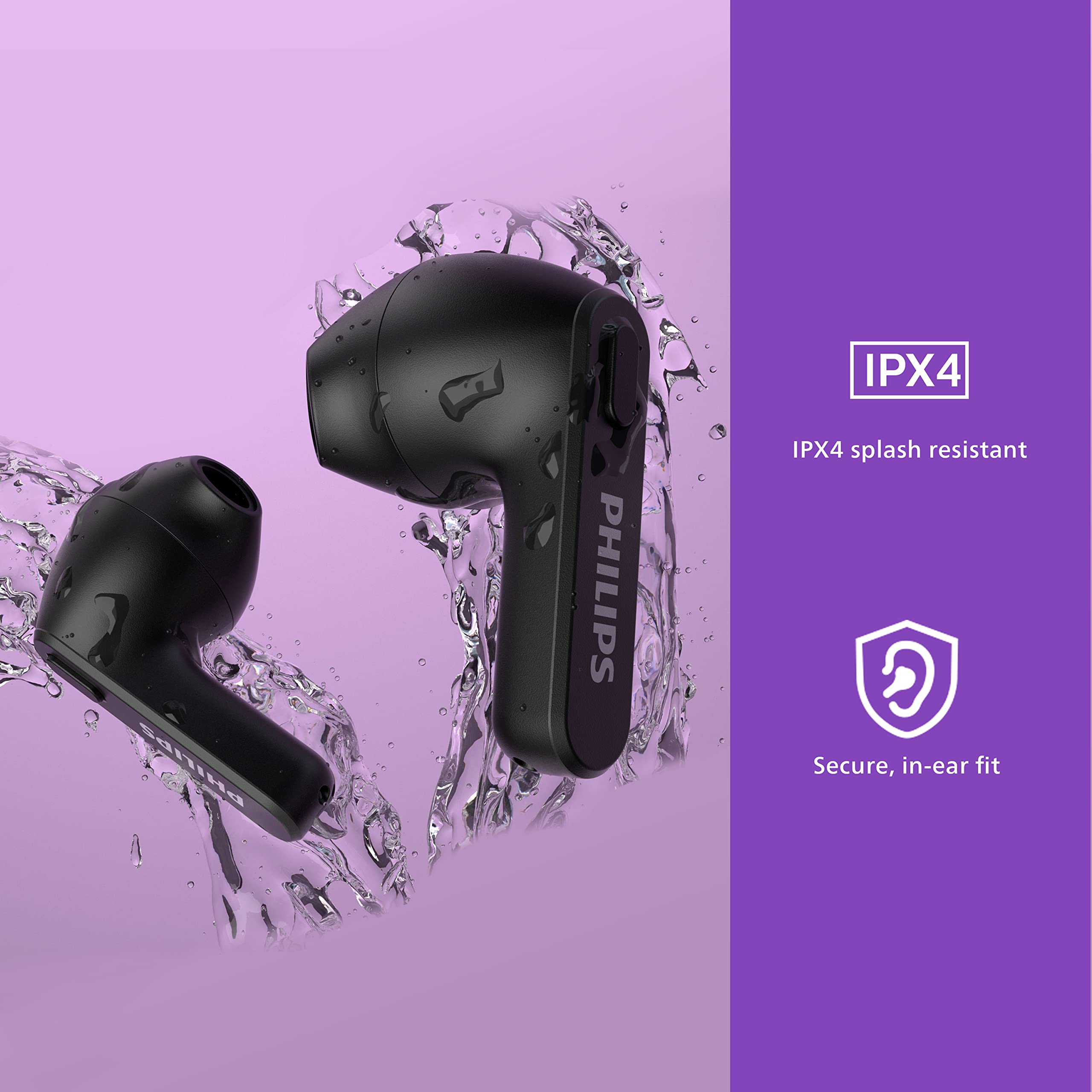 PHILIPS T2236 True Wireless Earbuds with IPX4 Waterproof Rating, Compact USB-C Charging Case - Perfect for Gym, Running & Travel