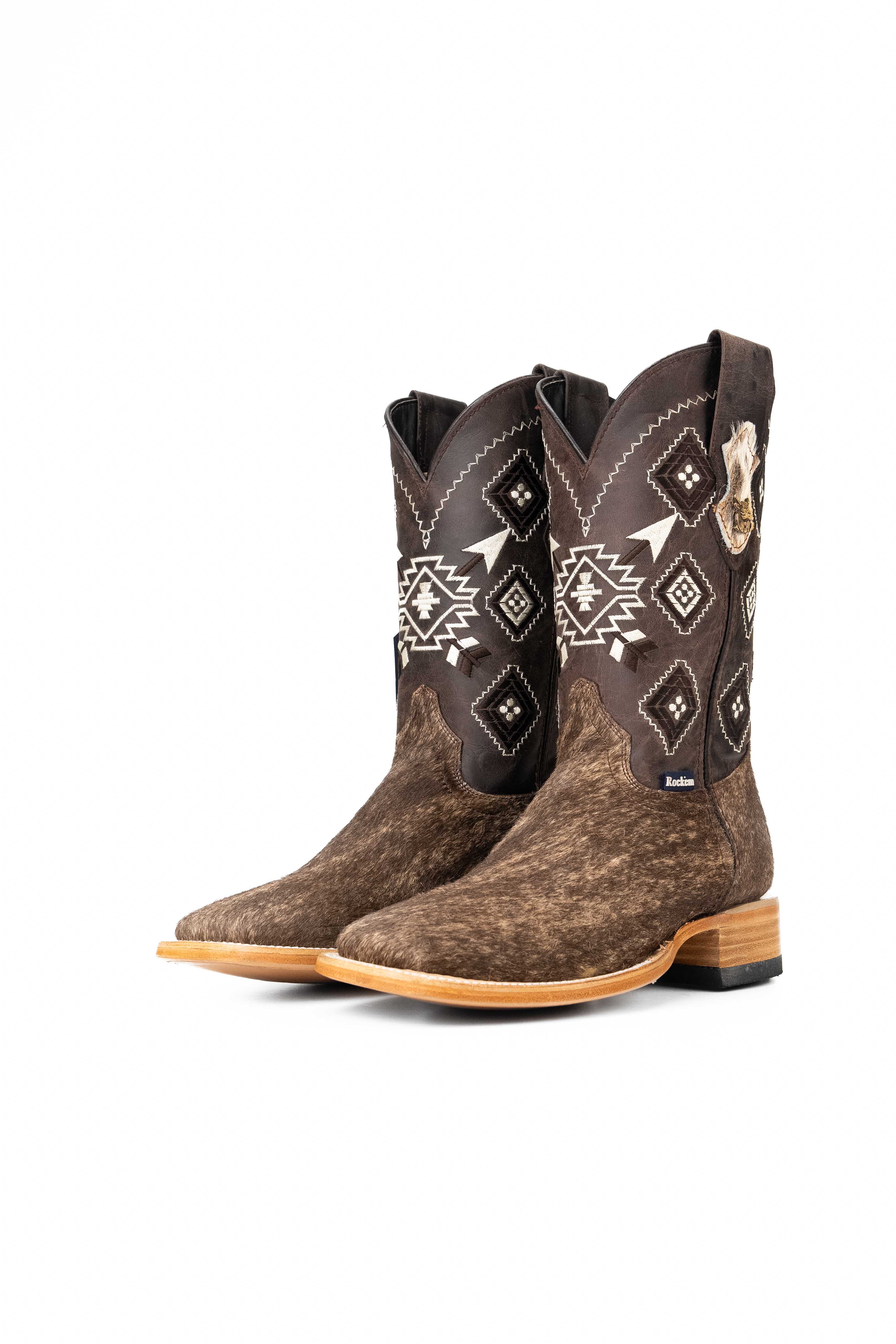 **Men's Genuine Cowhide Square Toe Cowboy Boots - Size 7 - Western Style - Durable & Comfortable for Rodeo, Country Dancing & Outdoor Adventures**