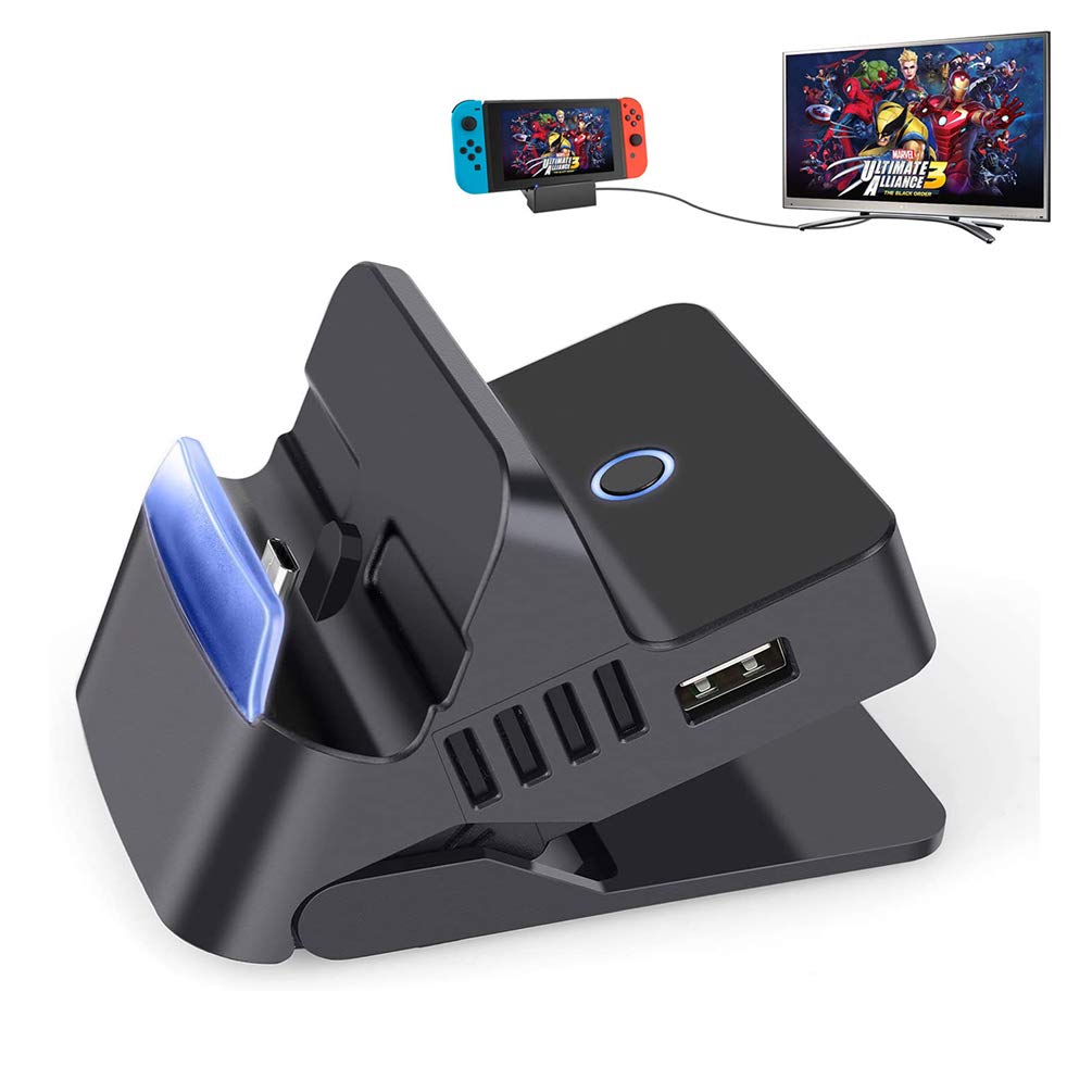 Nintendo Switch Dock Replacement - HDMI TV Adapter with Fast Charging for Nintendo Switch & Switch OLED | Portable Gaming Dock for Home & Travel Entertainment