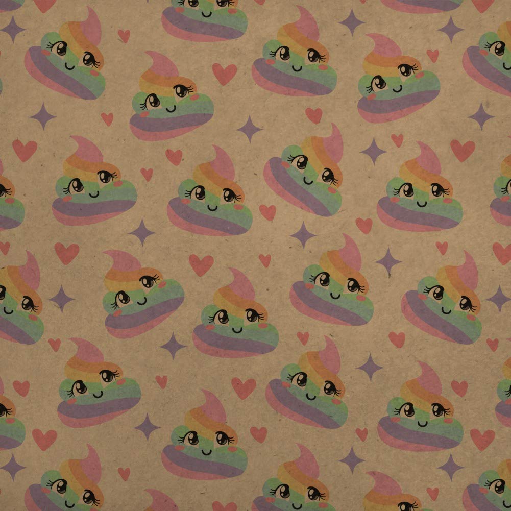 Cute Rainbow Poop Pattern Premium Kraft Roll Gift Wrap Paper - Eco-Friendly Wrapping for Birthdays, Parties & Unique Gifts