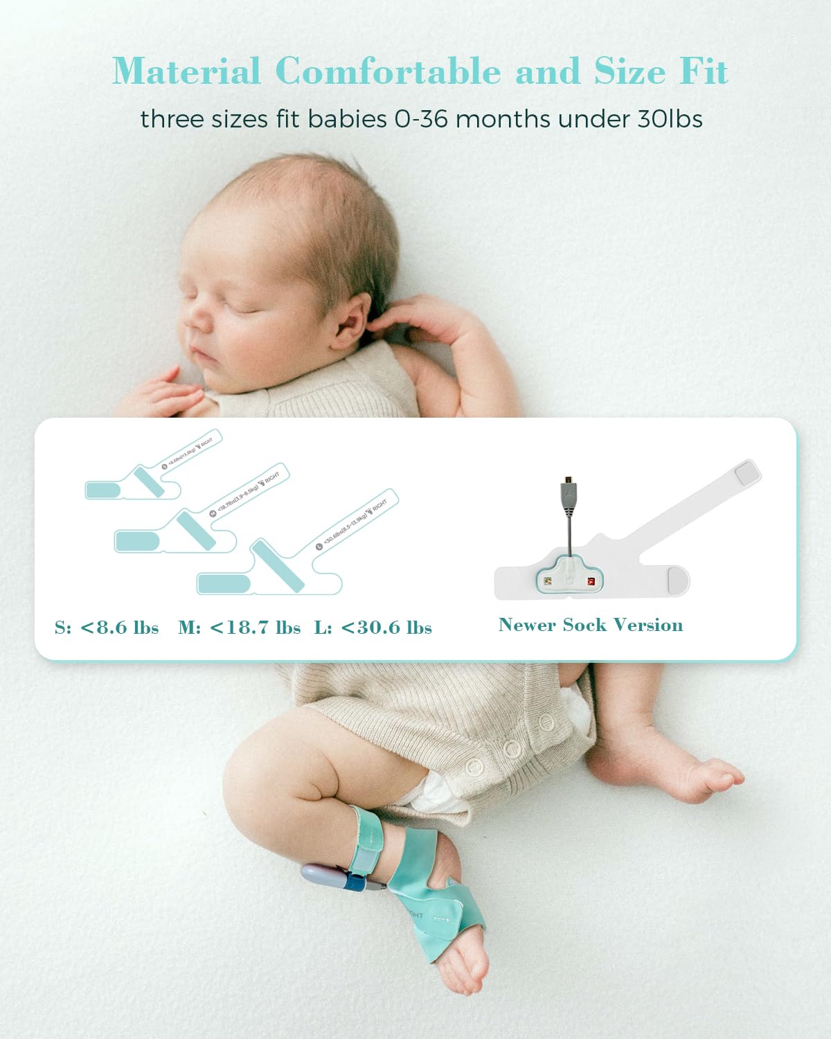 Babytone Baby Oxygen Monitor Sock - Track O2, Pulse & Movement for Infants 0-36M - Sleep Monitoring Wearable with Bluetooth App