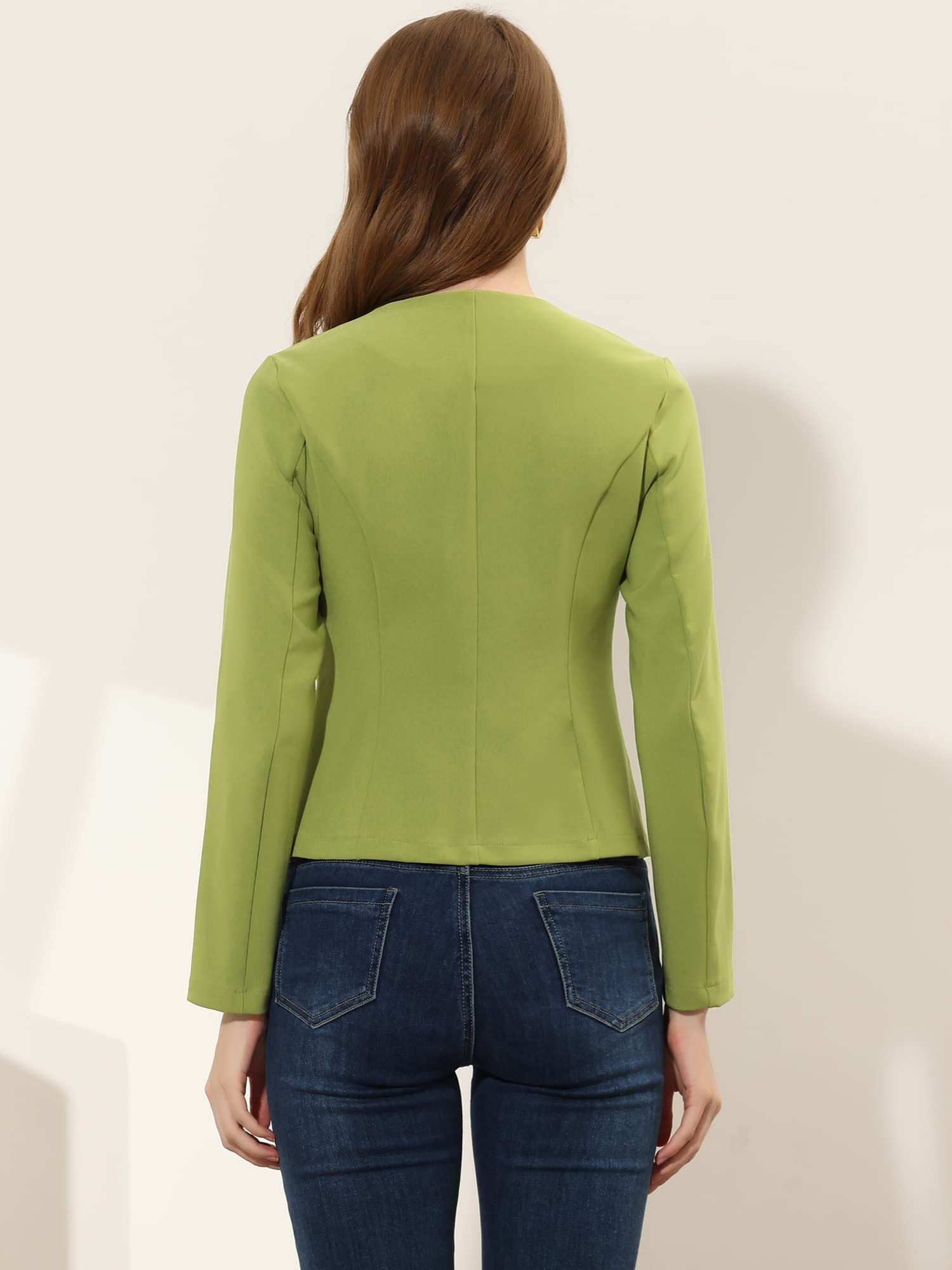 Allegra K Women's Cropped Blazer Jacket - Elegant Long Sleeve Button Down Office Blazer for Spring & Summer | Perfect for Work, Business Meetings & Casual Outfits