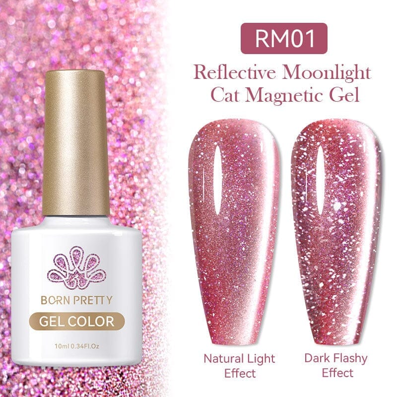 Reflective Moonlight Cat Magnetic Gel - 10ml Nail Polish for Night Glow & UV Protection - Perfect for Parties, Halloween & Nail Art Designs