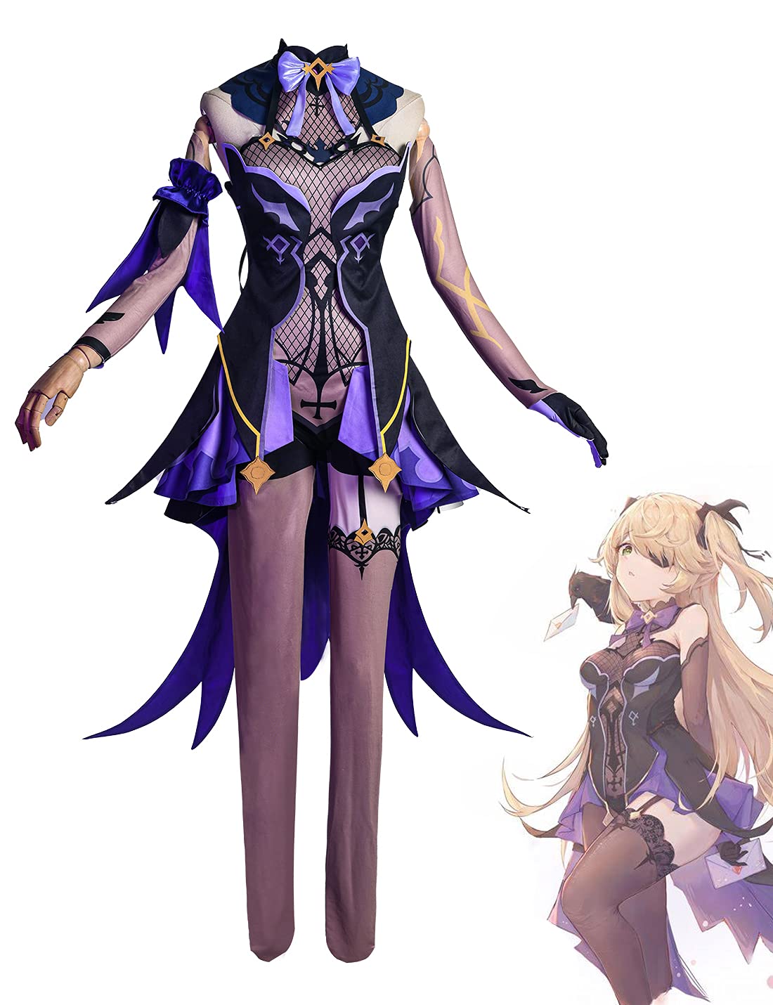 Genshin Impact Fischl Cosplay Costume - Anime Halloween Party Dress with Accessories | Perfect for Cosplay Events, Halloween Parties, and Anime Conventions
