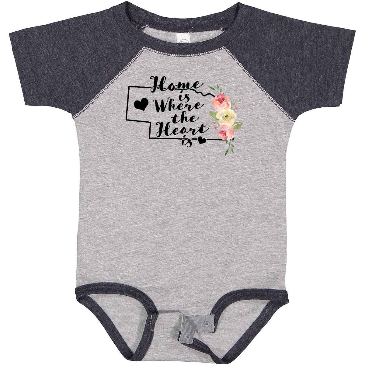 Inktastic Nebraska Home is Where The Heart is Watercolor Baby Bodysuit - Soft Cotton Onesie for Newborns, Infants & Toddlers - Perfect for Family Photos, Holidays & Everyday Wear