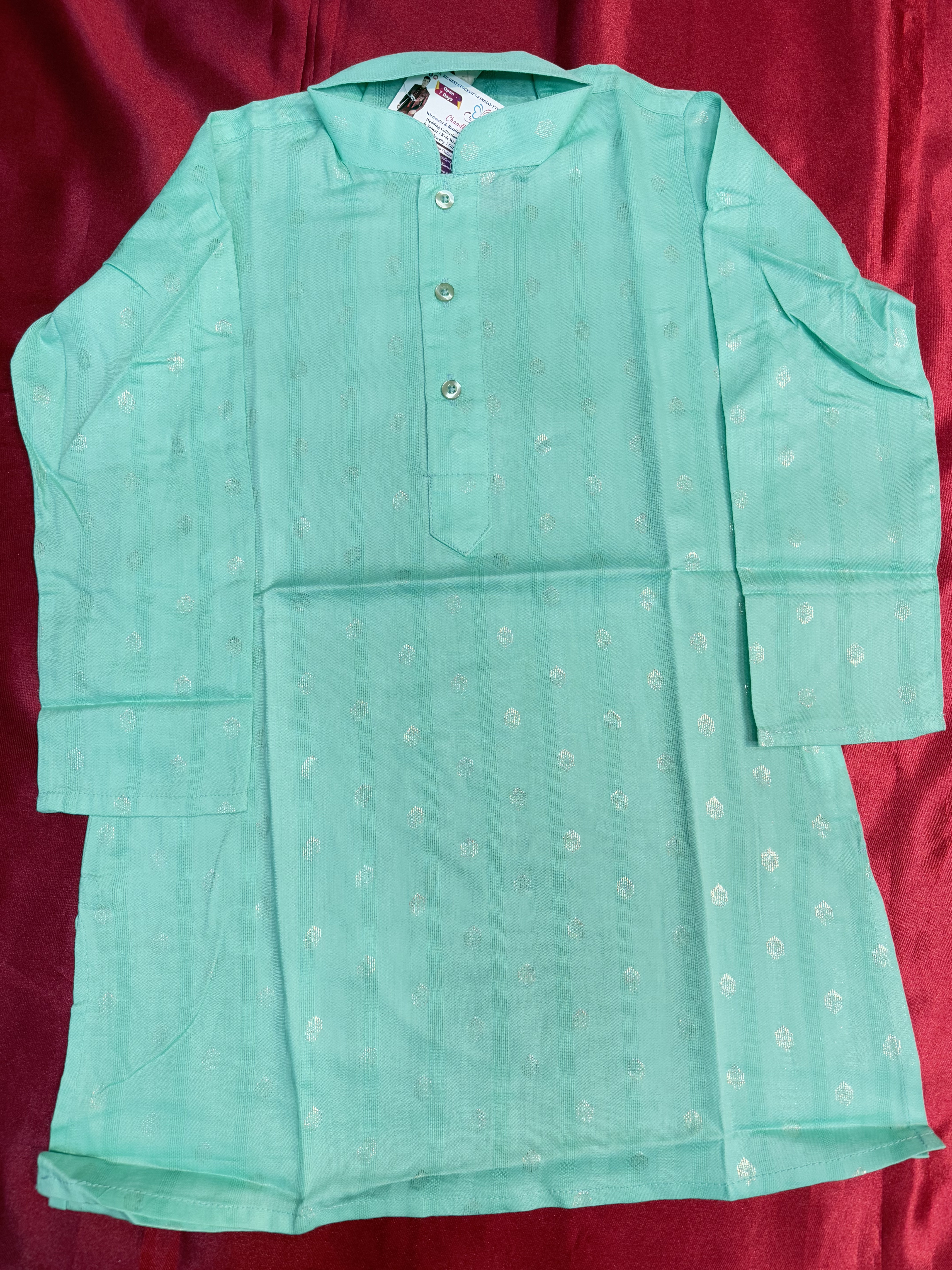 Stylish Sky Blue Kids Kurta Pajama Set - Premium Poly Blend Designer Ethnic Wear for Boys & Girls - Perfect for Festivals, Parties, and Special Occasions