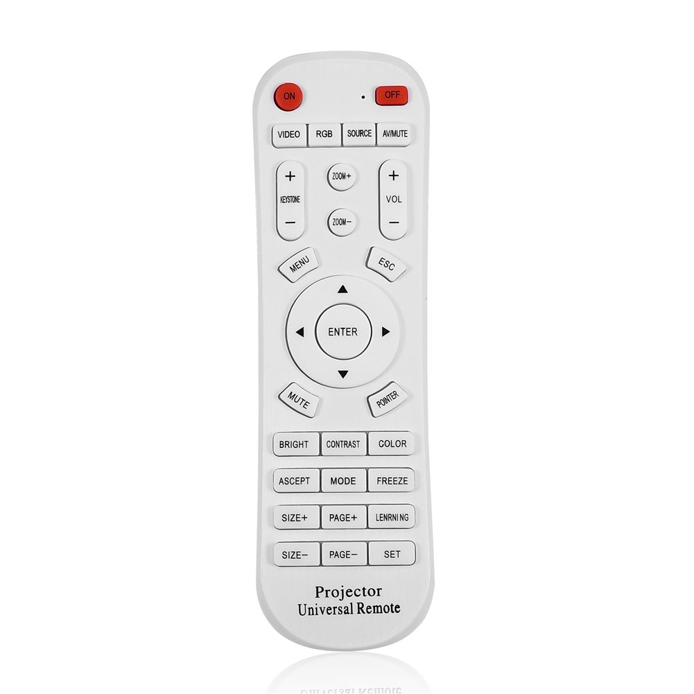 Universal Projector Remote Control - Replacement Remote Controller Adapter for Most Projectors (White) - Perfect for Home Theater, Classroom Presentations & Office Meetings