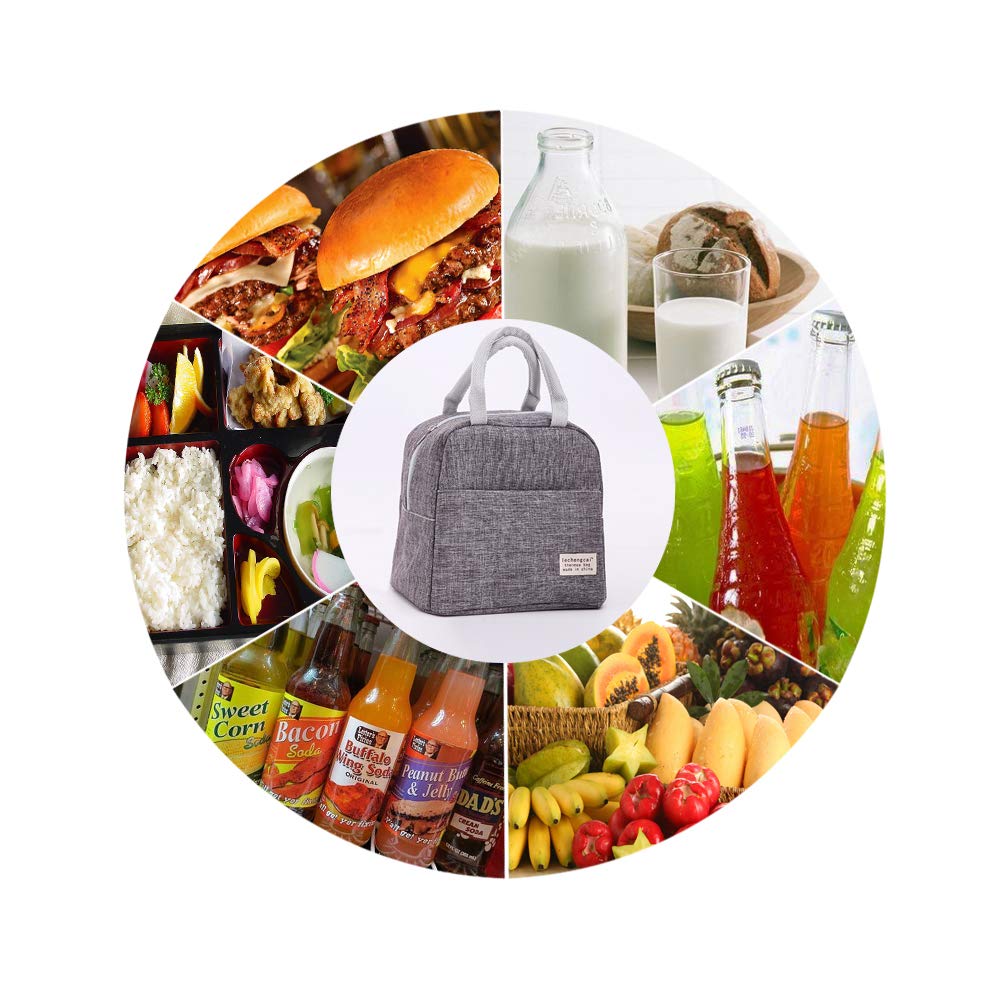 Insulated Reusable Lunch Bags for Women, Men & Kids - Leakproof Cooler Lunch Tote for School, Work, Office & Picnics (Grey) - Perfect for Meal Prep, Outdoor Activities & Daily Commute