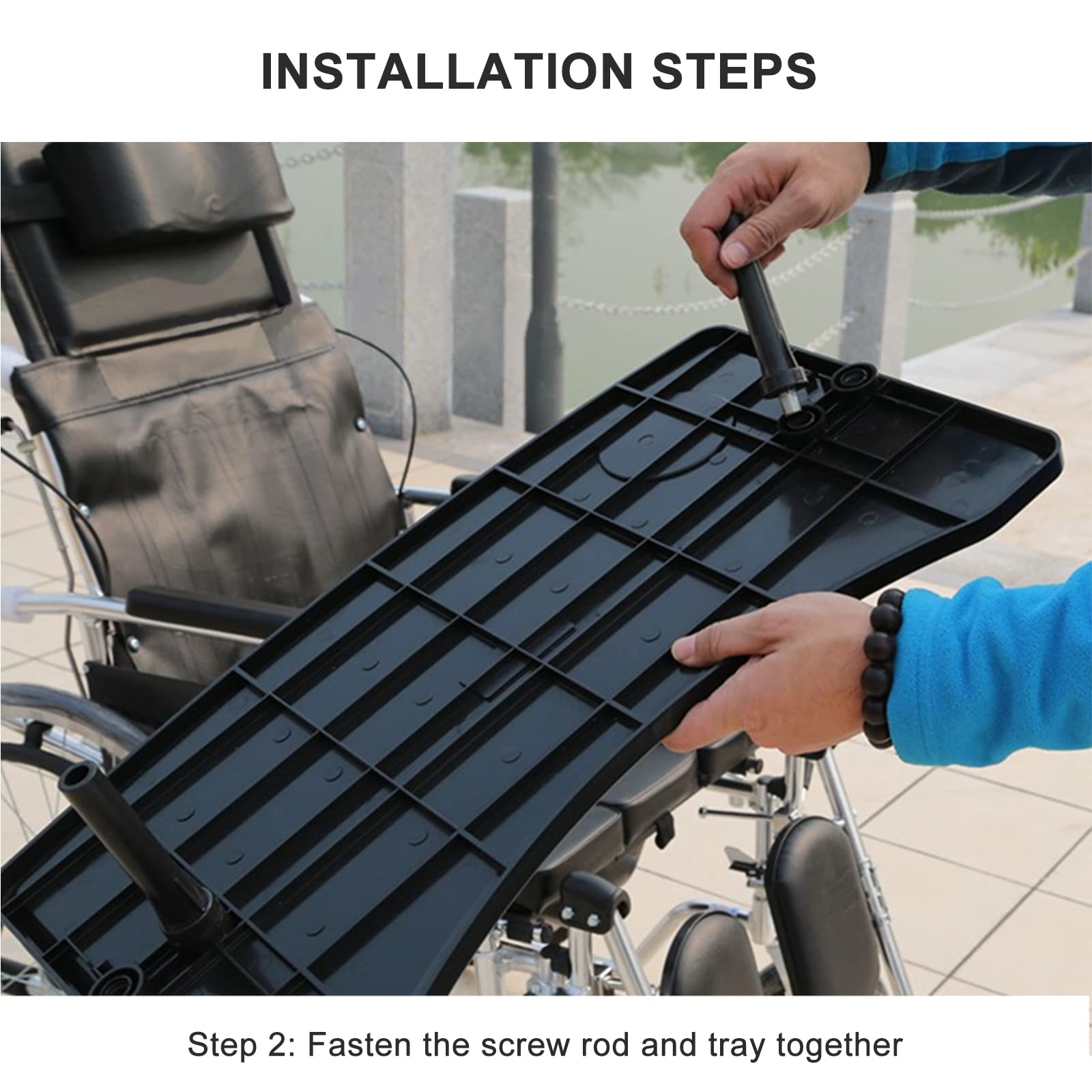 ZBJDX Black Thickened Removable Wheelchair Tray Table for Adults - Portable Medical Wheelchair Desk Accessories with Cup Holder | Dining, Reading & Laptop Use for Wheelchair Users