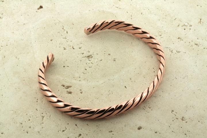 Copper Narrow Flattened Braided Cuff Bracelet - Elegant Boho Jewelry for Women, Perfect for Casual Wear, Parties, and Special Occasions