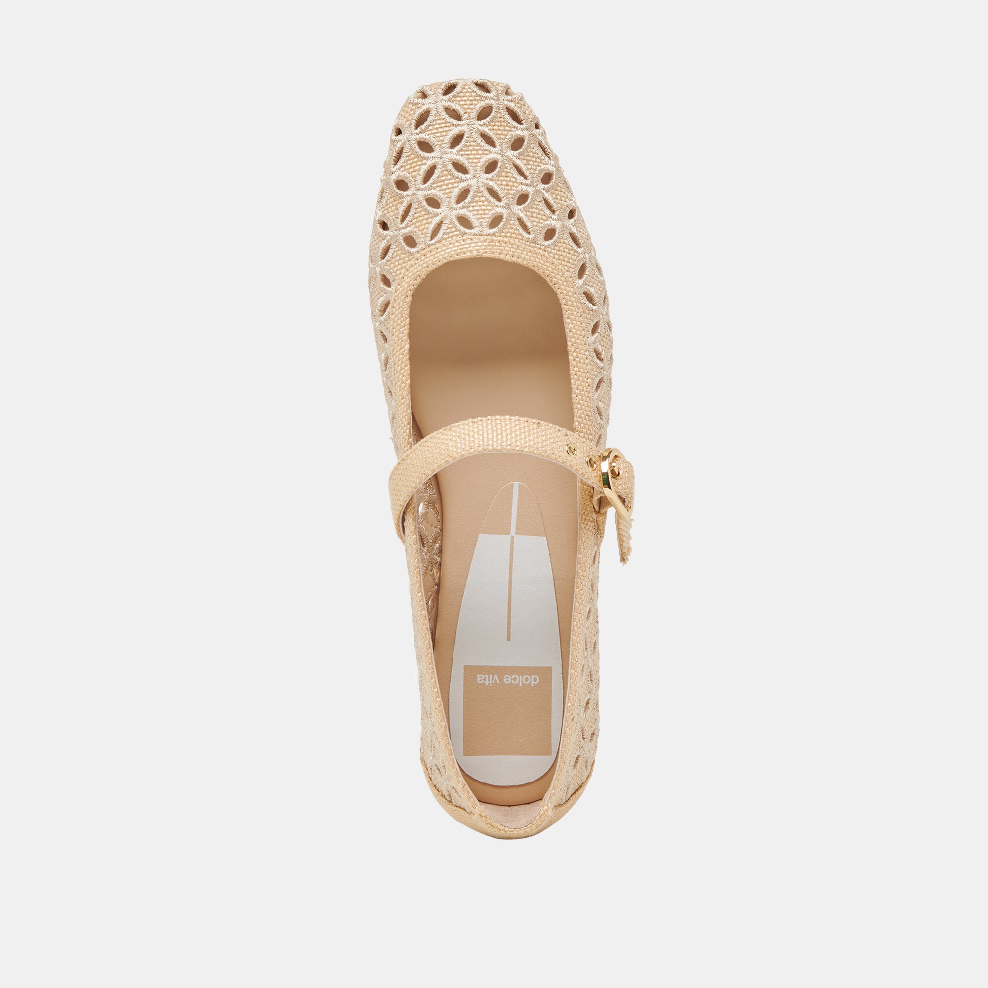 RODNI Women's Ballet Flats with Eyelet Perforations - Lightweight Natural Woven Raffia Shoes for Summer, Beach & Casual Outfits