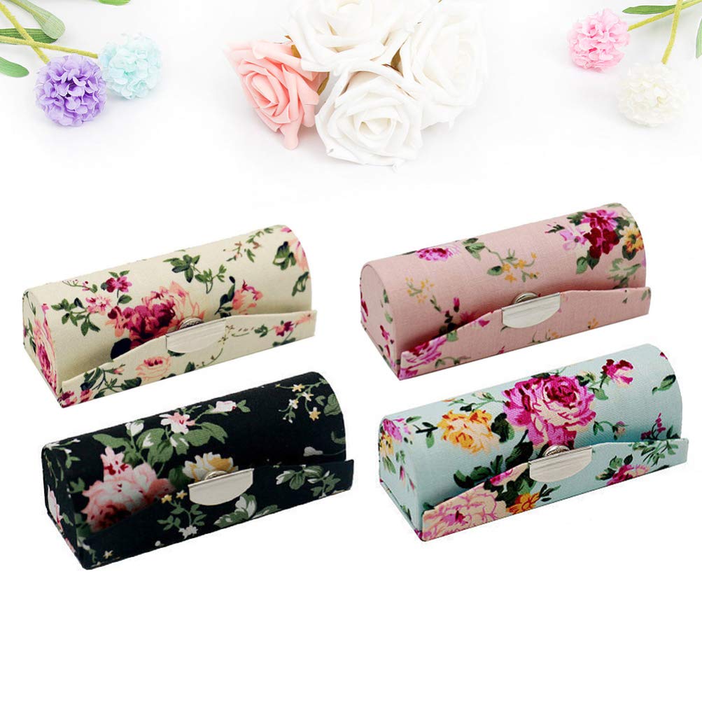 Lurrose 4-Piece Lipstick Case Holder with Mirror - Portable Cosmetic Organizer, Travel Makeup Storage Bag for Women - Perfect for Travel, Home & Office Makeup Organization