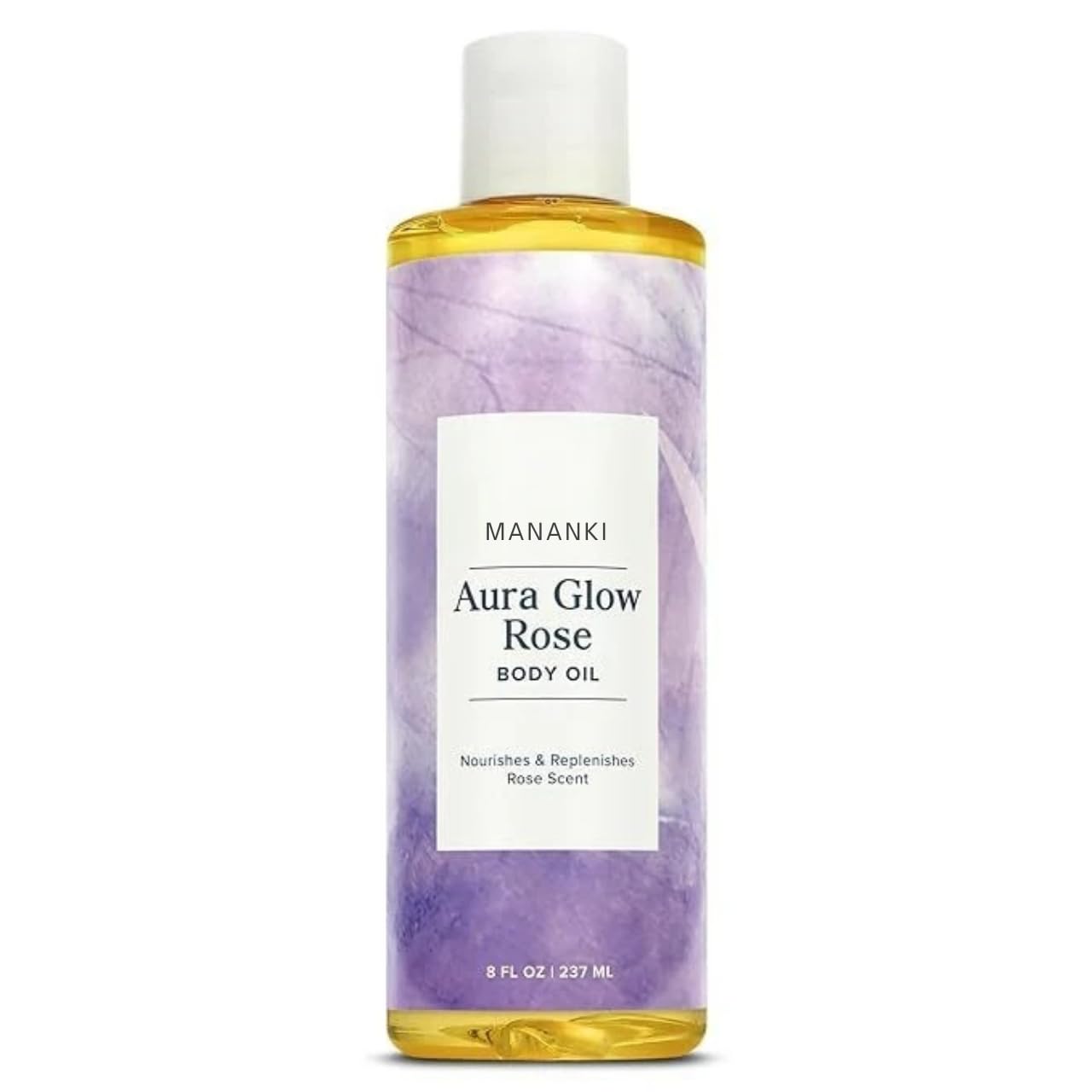 Lavender Aura Glow Rose Body Oil - Nourishing & Hydrating 8 fl oz with Rose Scent for Dry Skin - Perfect for Massage, Aromatherapy & Nighttime Relaxation