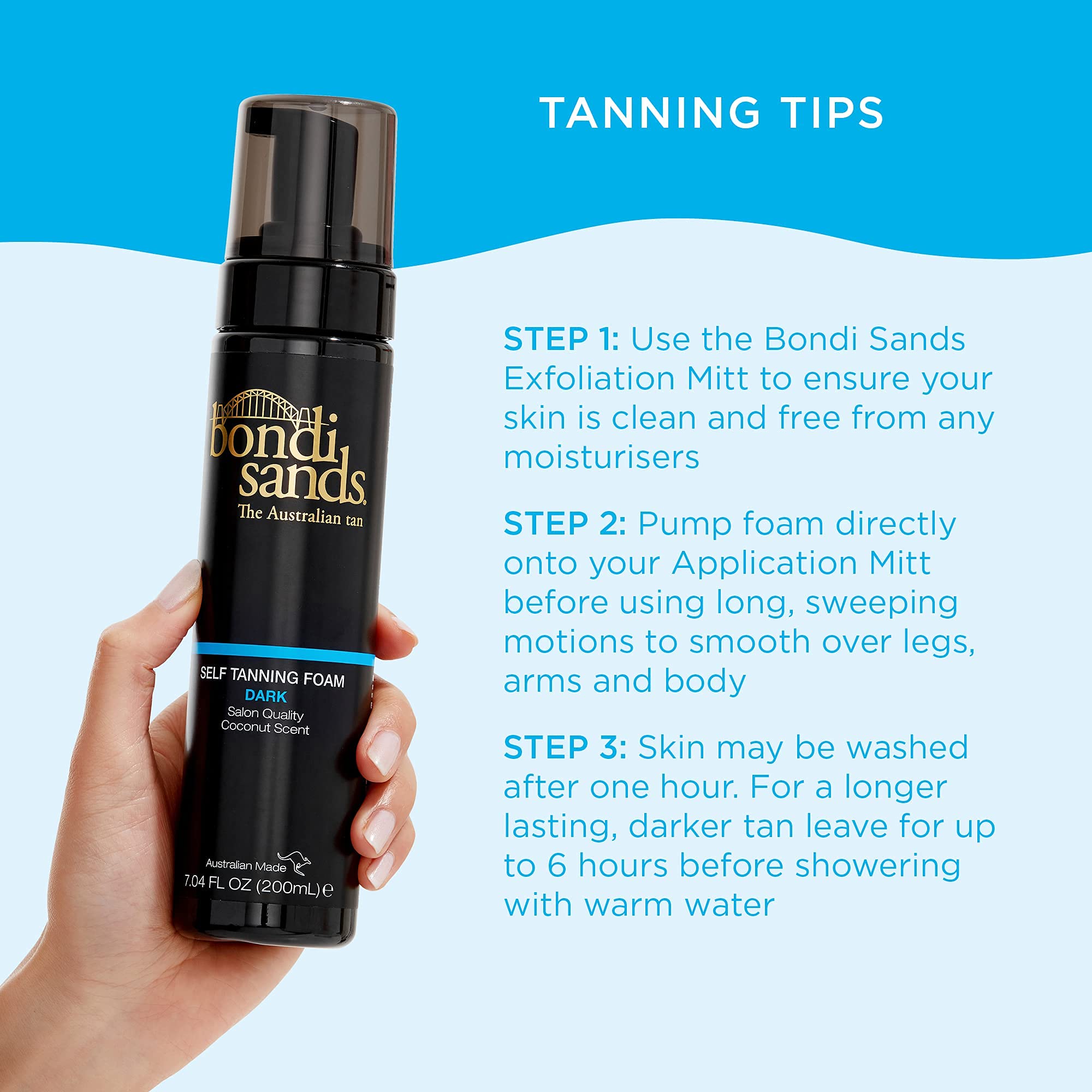 Bondi Sands Dark Self Tanning Foam with Back Applicator - Lightweight Tanning Mousse & 3 Replacement Pads ($36 Value) | Easy At-Home Sunless Tanning for Legs, Arms & Body | Vegan & Cruelty-Free