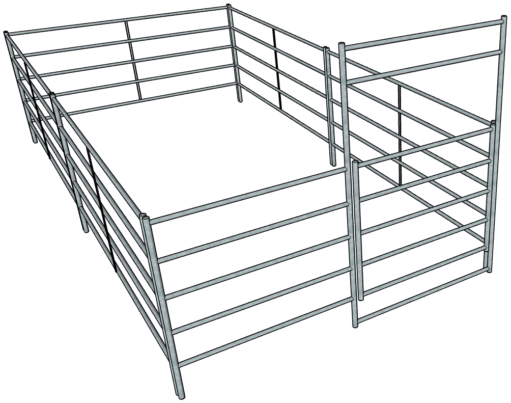 10 Ft x 20 Ft Galvanized Steel 5-Rail Horse Stall Kit - Durable Stable Fencing for Barns, Pastures & Riding Arenas