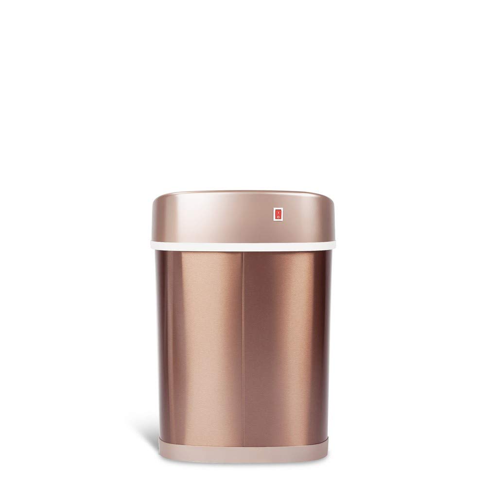 Nine Stars DZT-15-9GD Small Gold Trash Can - Compact Waste Bin for Bathroom, Office, Kitchen & Bedroom | Odor Control & Hands-Free Operation