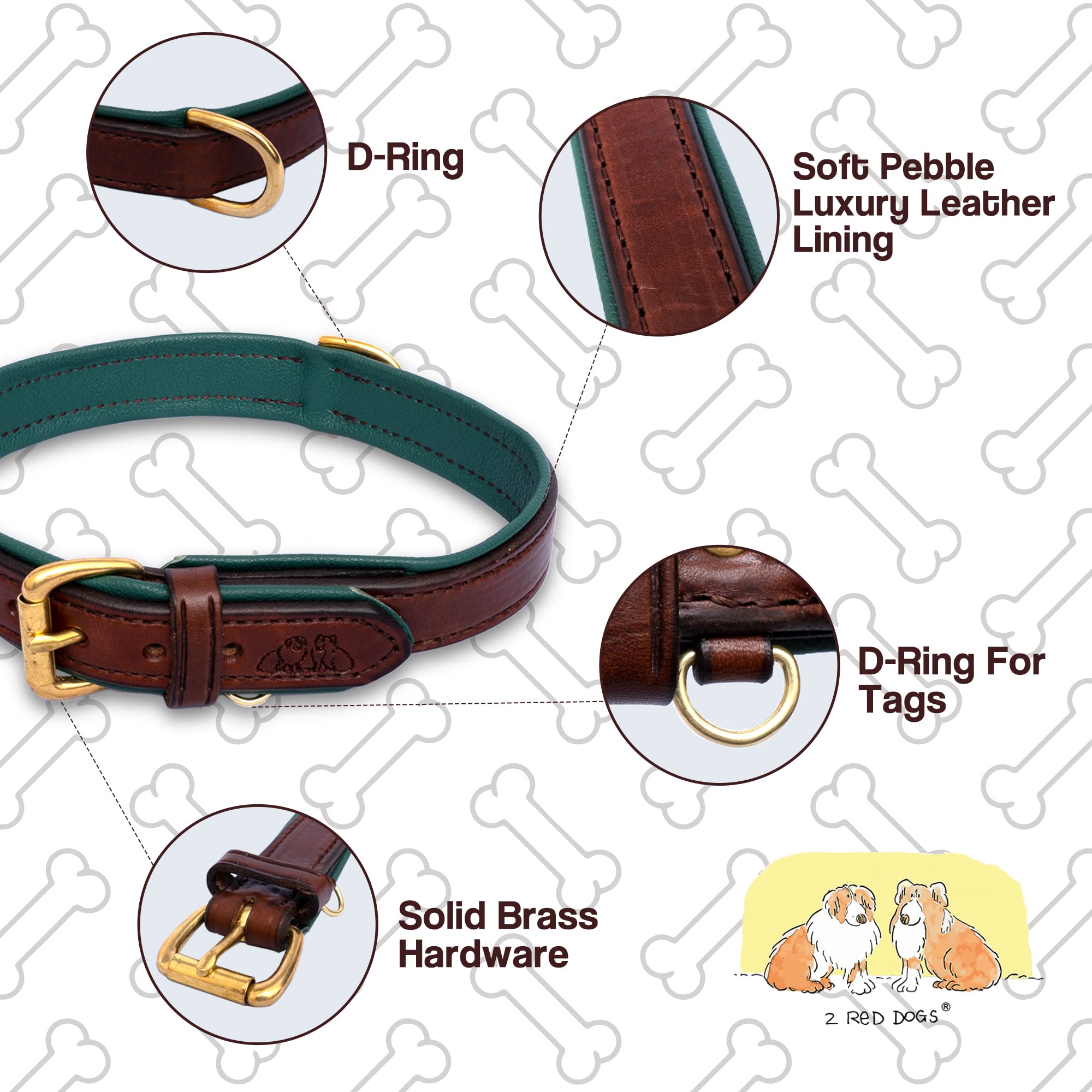 Premium Padded Leather Dog Collar with Brass Buckle - X-Small Size for Small Breeds | Comfortable & Durable Pet Accessory for Daily Walks, Training & Fashion
