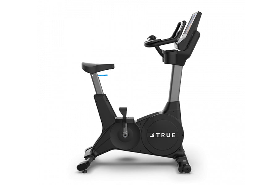 TRUE 900 Upright Exercise Bike for Home Gym - Magnetic Resistance Indoor Cycling Bike with LCD Monitor, Adjustable Seat & Transport Wheels - Perfect for Cardio Workouts & Weight Loss Training