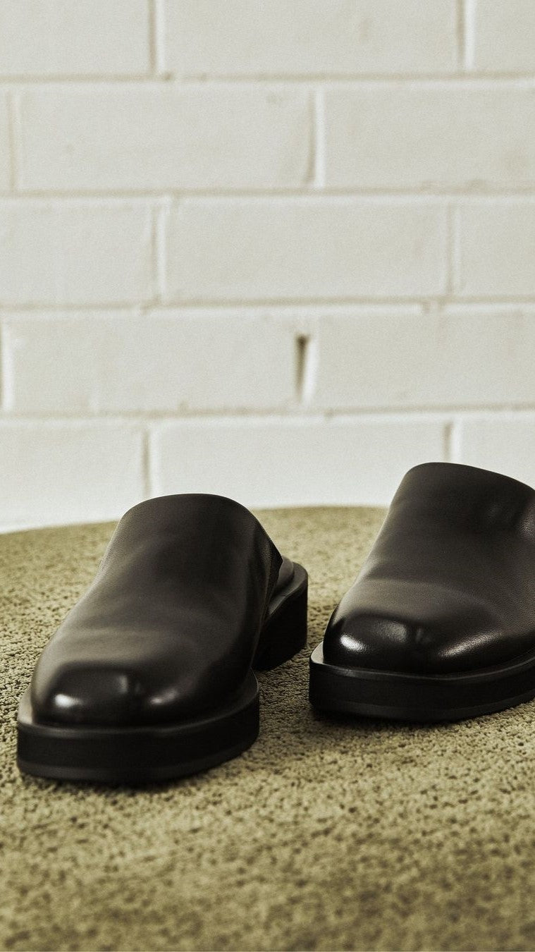 Alias Mae Zayn Slide Sandals - Black Leather Women's Casual Slides for Summer, Beach, and Home Comfort
