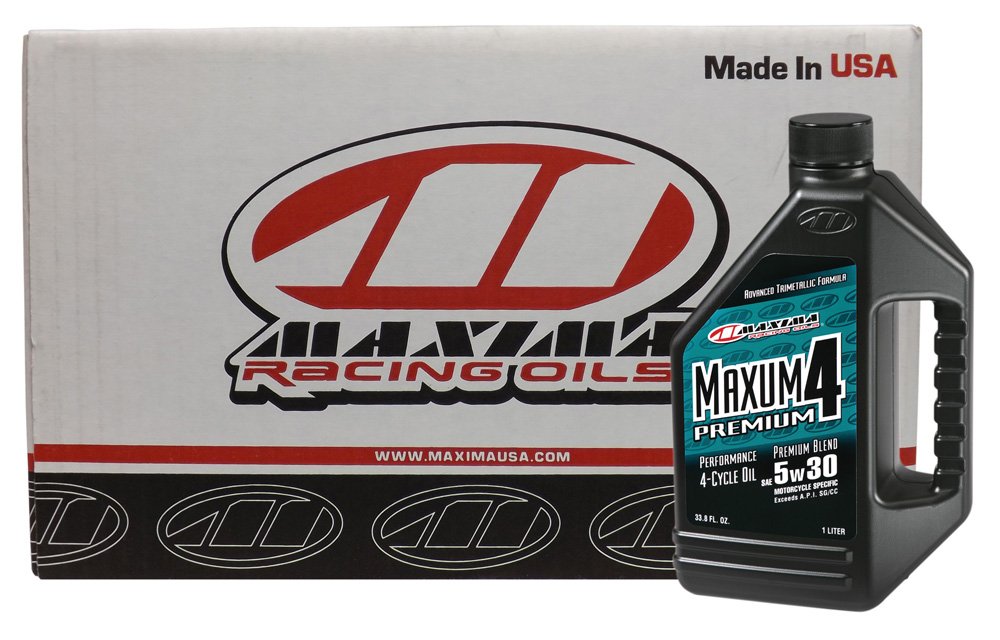 Maxima CS399128-4PK Premium4 5W-30 Synthetic Motorcycle Engine Oil - 1 Gallon (4 Pack) for High-Performance Bikes, Cruisers & Off-Road Use