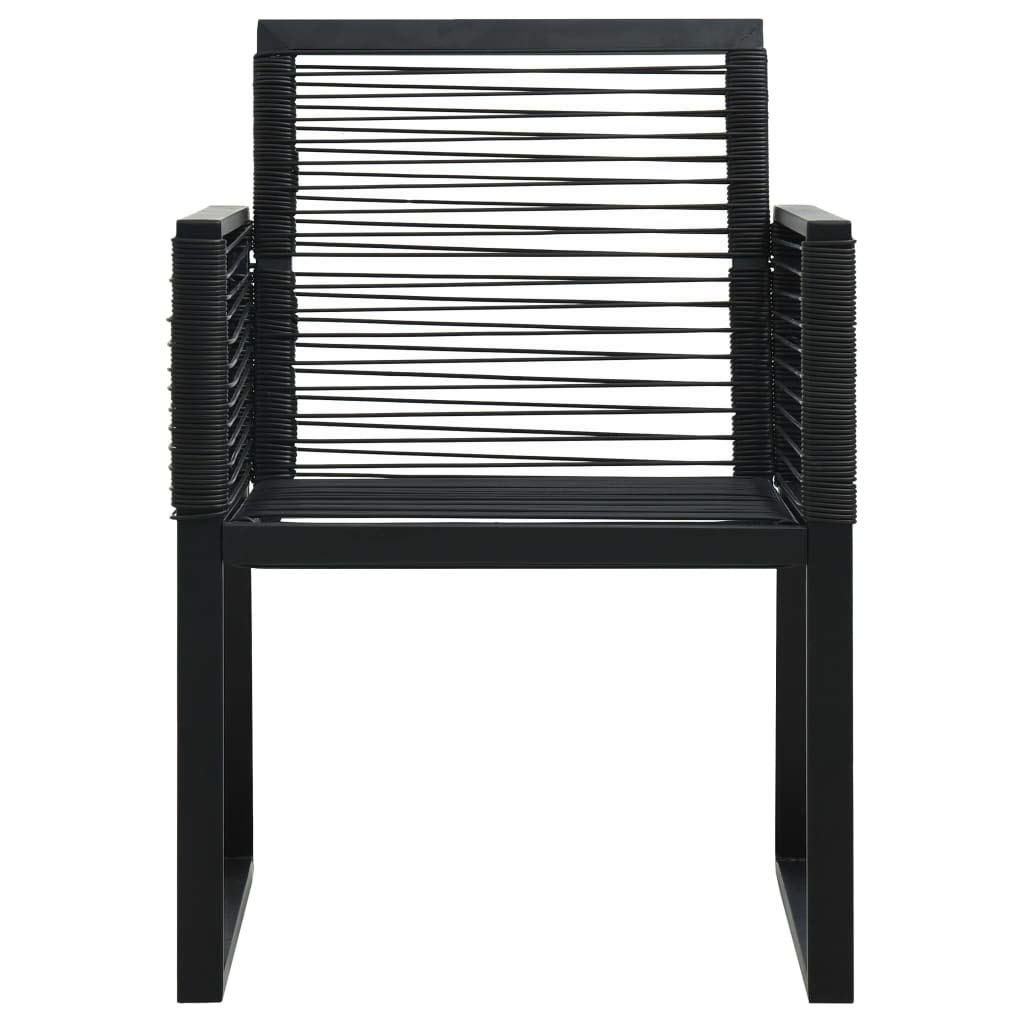 Premium Black PVC Rattan Patio Chairs Set of 2 - Modern Weather-Resistant Outdoor Furniture for Garden, Deck & Backyard - Comfortable Seating with Armrests for Relaxing, Lounging & Entertaining Guests