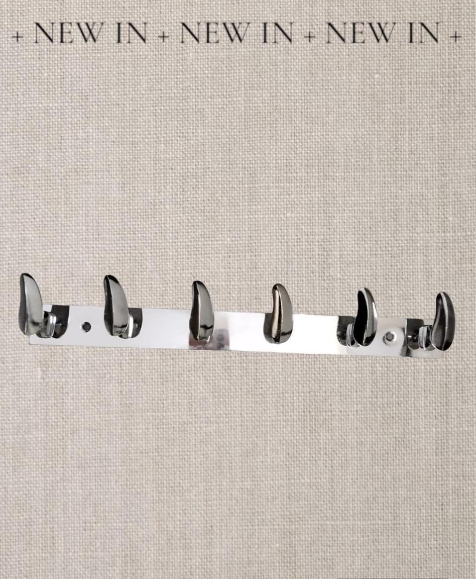 Sanmay Stainless Steel Leaf-Type Cloth Hook Hanger - Wall Mounted Hook Rail for Towels, Coats & Hats | Durable 6-Leg Design | Perfect for Bathroom, Bedroom & Entryway Organization