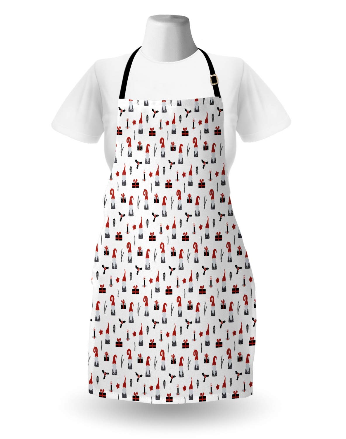 Lunarable Gnome Apron - Adjustable Kitchen Bib for Cooking & Gardening - Christmas Gift Idea
