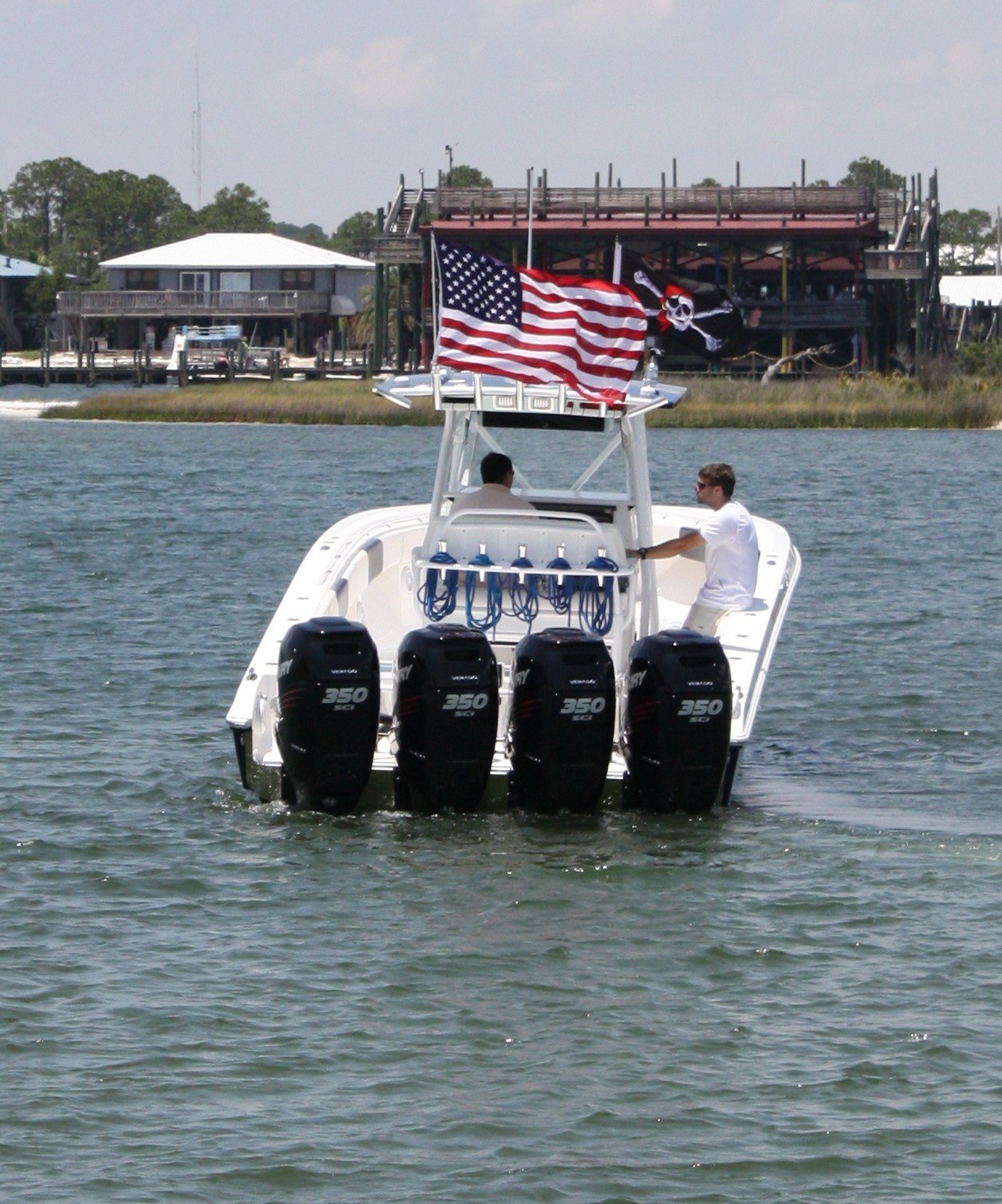 4 Foot American Made USA Flag with Boat Rod Holder - Perfect for Fishing, Boating & Marine Decor