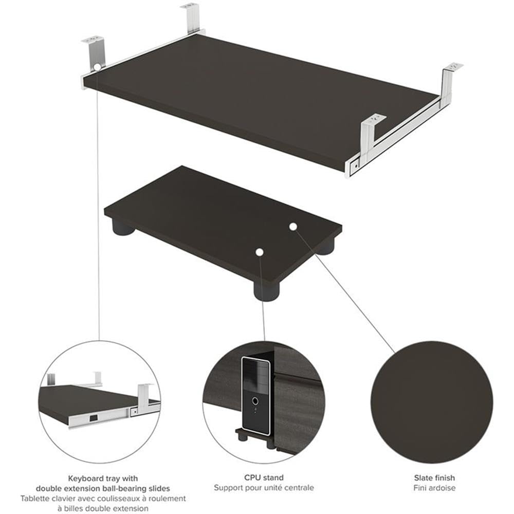 Atlin Designs 4-Piece L-Shaped Computer Desk in Bark Gray & Slate - Home Office Workstation for Gaming, Study & Remote Work