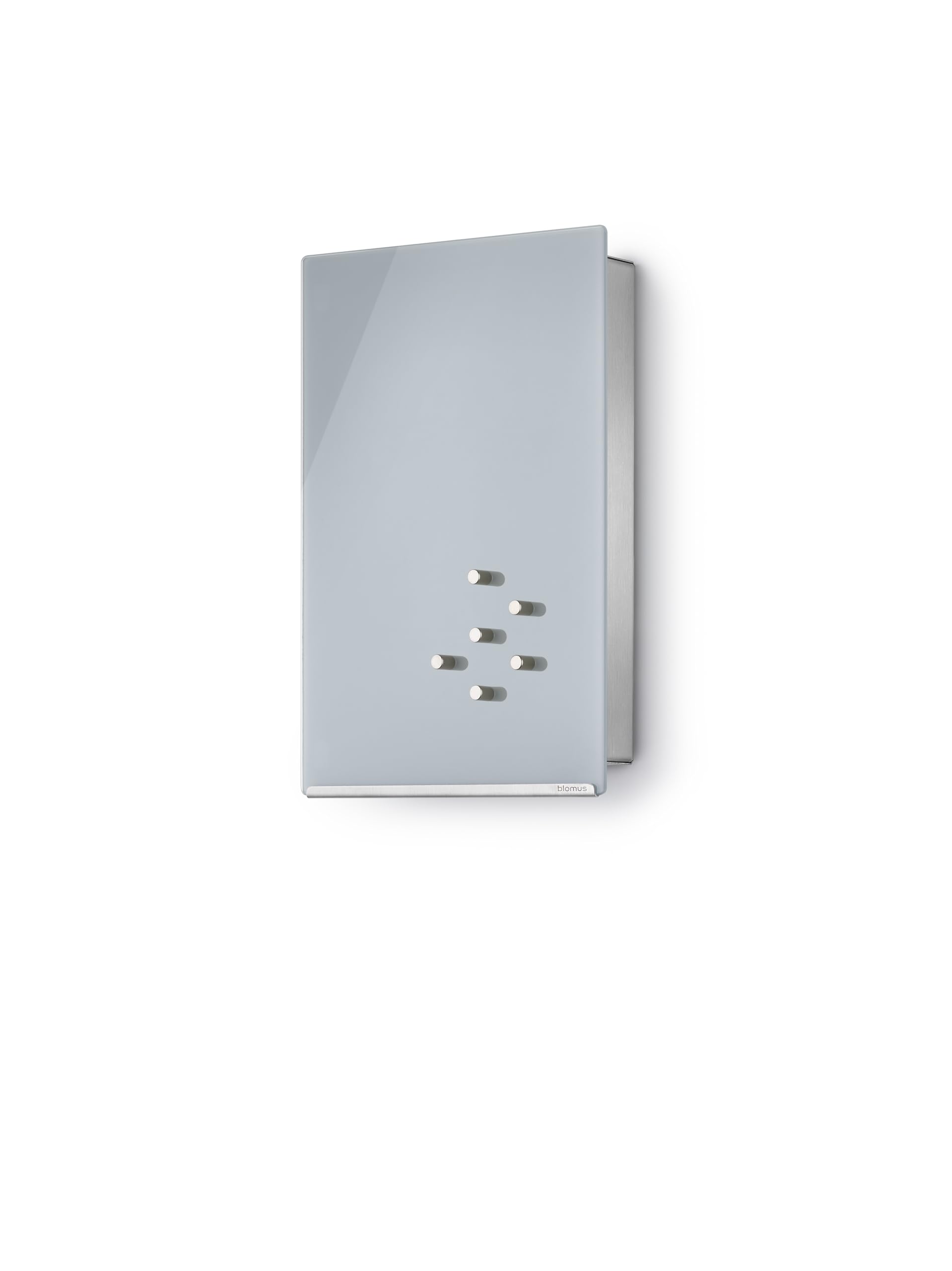 Blomus Velio Magnetic Glass Bulletin Board with Key Holder - Sleek Gray Home Office Organizer for Notes, Photos & Keys | Perfect for Kitchen, Entryway & Workspace Organization