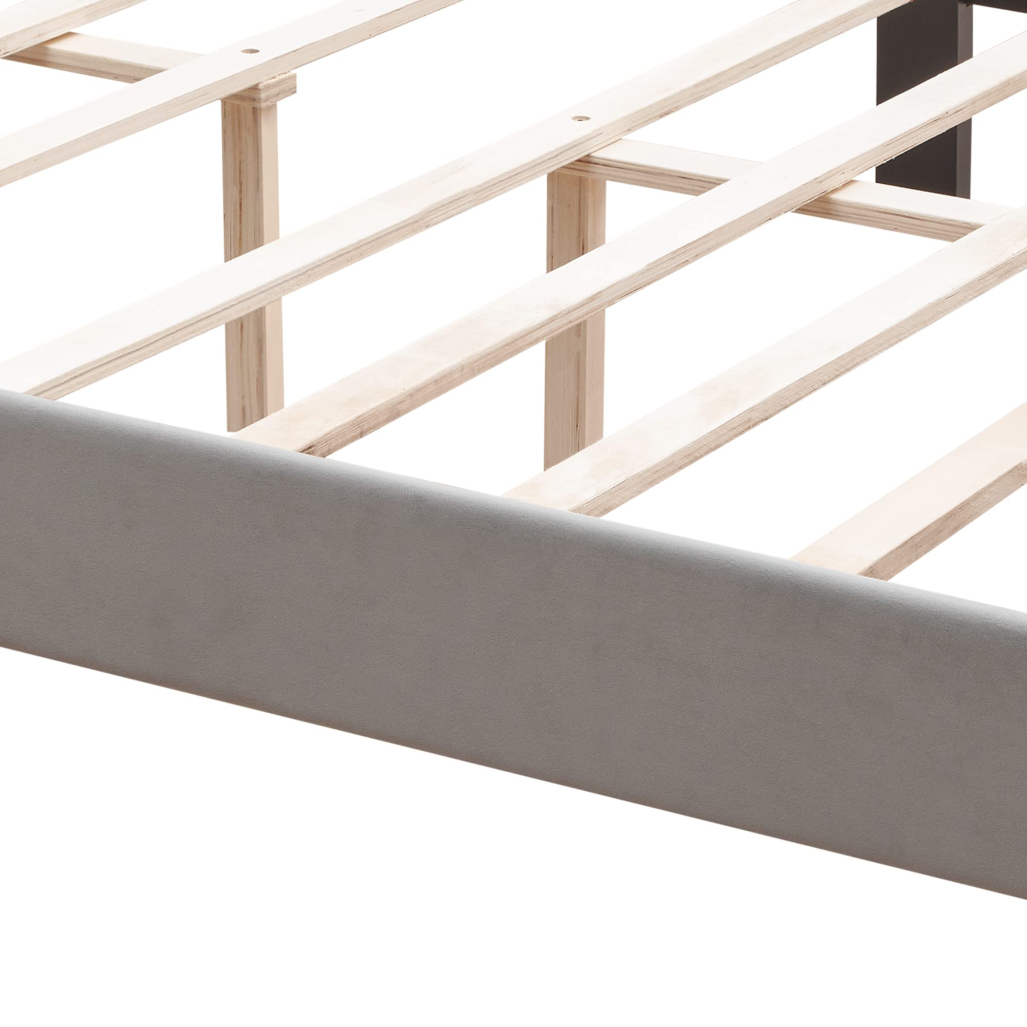 LZ LEISURE ZONE Queen Size Upholstered Bed Frame with Button Tufted Headboard - Strong Wood Slat Support, No Box Spring Needed - Easy Assembly Gray Velvet Bed - Perfect for Master Bedroom, Guest Room & Apartment Furniture