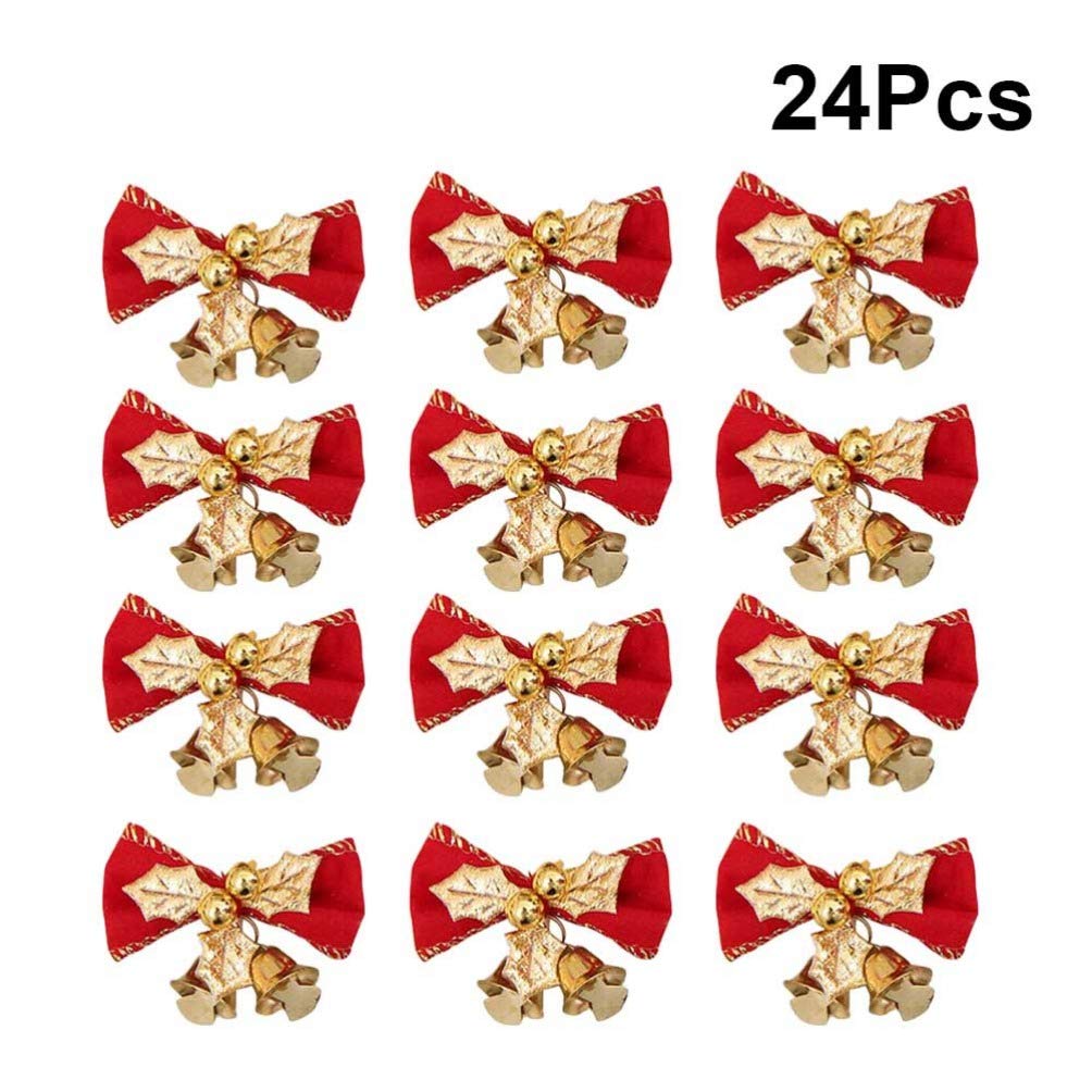 Rustic Craft Bows 24pcs - Tree Ornaments & Wedding Decor for Christmas Wreaths