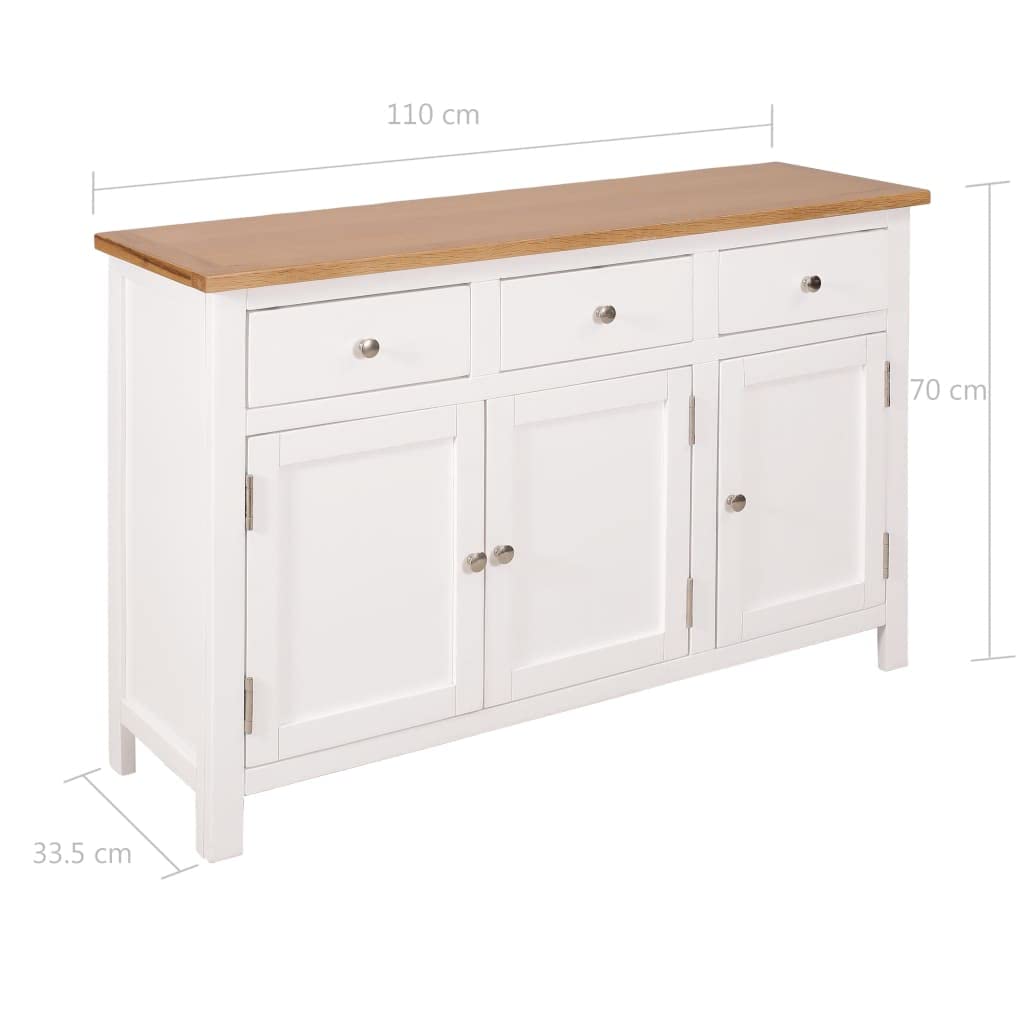 Solid Wood Sideboard Storage Cabinet with 3 Drawers & 2 Cabinets - 43.3