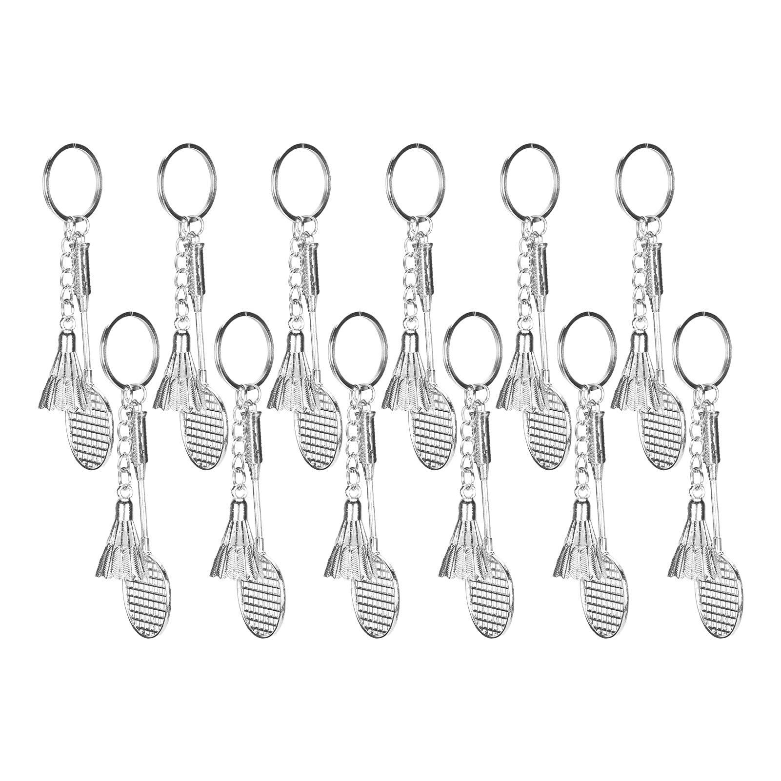 Premium Badminton Bag 14×8×5 with 12pcs Metal Sports Keychain Set - Stylish Badminton Racket Keyrings for Players & Couples - Perfect for Gym, Travel & Sports Enthusiasts