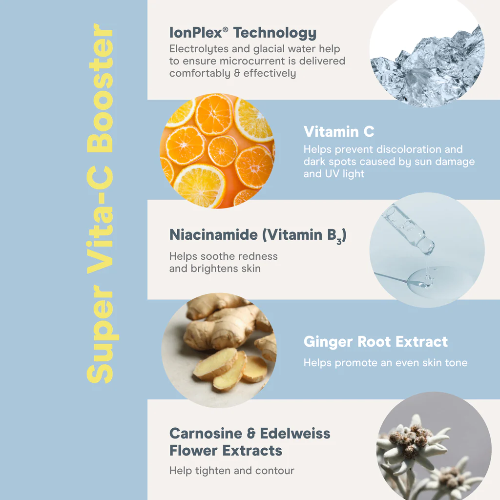 NuFACE Super Vita C Booster Serum - Vitamin C Brightening Facial Serum for Glowing Skin | Anti-Aging & Dark Spot Treatment | Perfect for Morning Skincare Routine & Pre-Makeup Application
