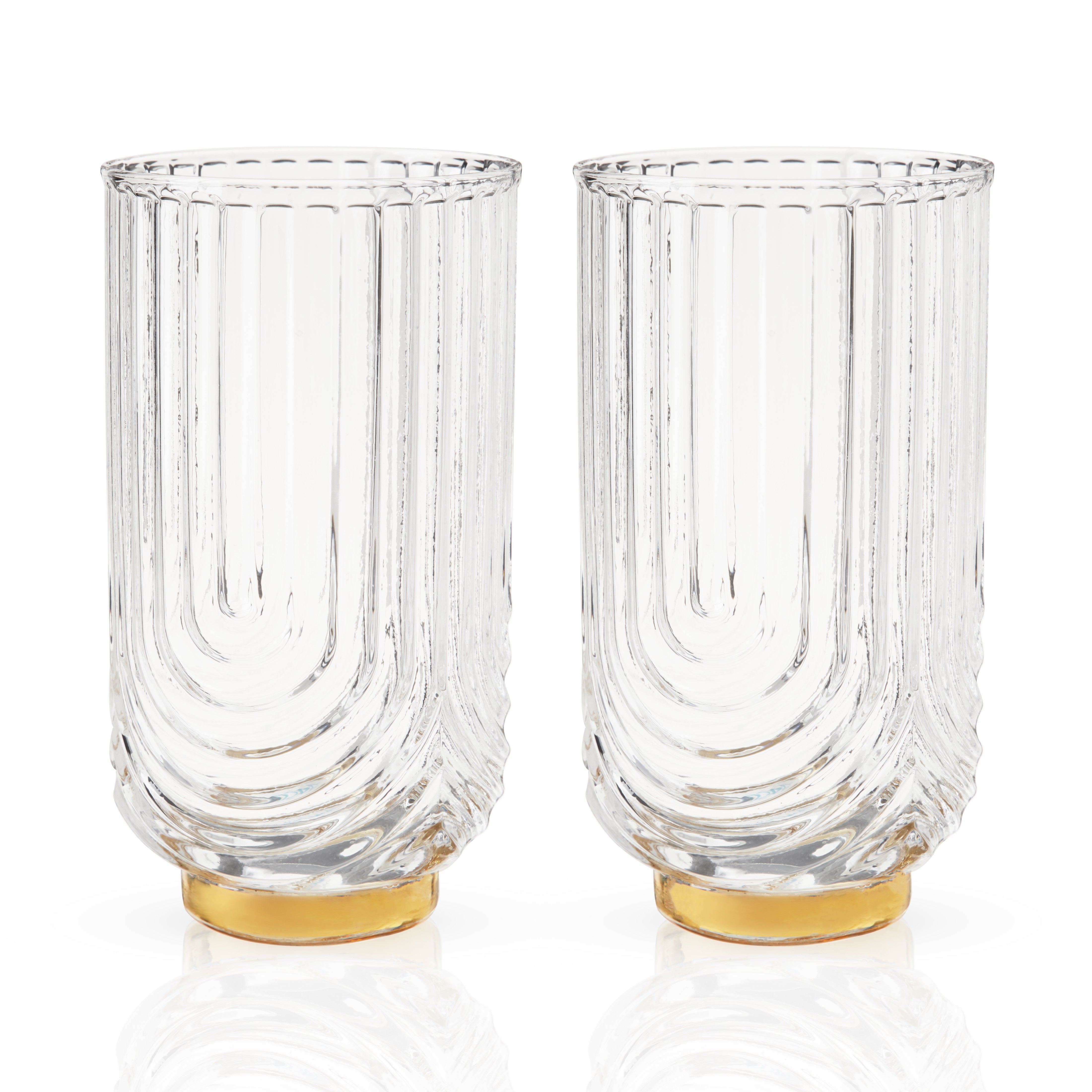 Premium Gatsby Highball Glasses Set of 2 - Elegant 12oz Crystal Clear Drinking Glasses for Cocktails, Whiskey, Iced Tea & Entertaining - Perfect for Home Bar, Parties & Gifts