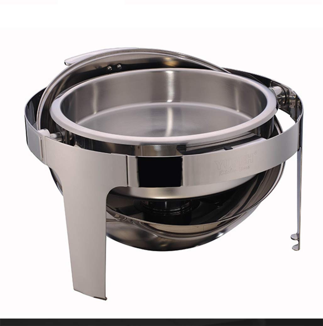 YFMMM Stainless Steel Roll Top Buffet Chafing Dish Set with Mirror Cover - Includes Water Pan, Lid, Solid Stand & Fuel Holder for Catering, Buffets, and Party Food Warmers