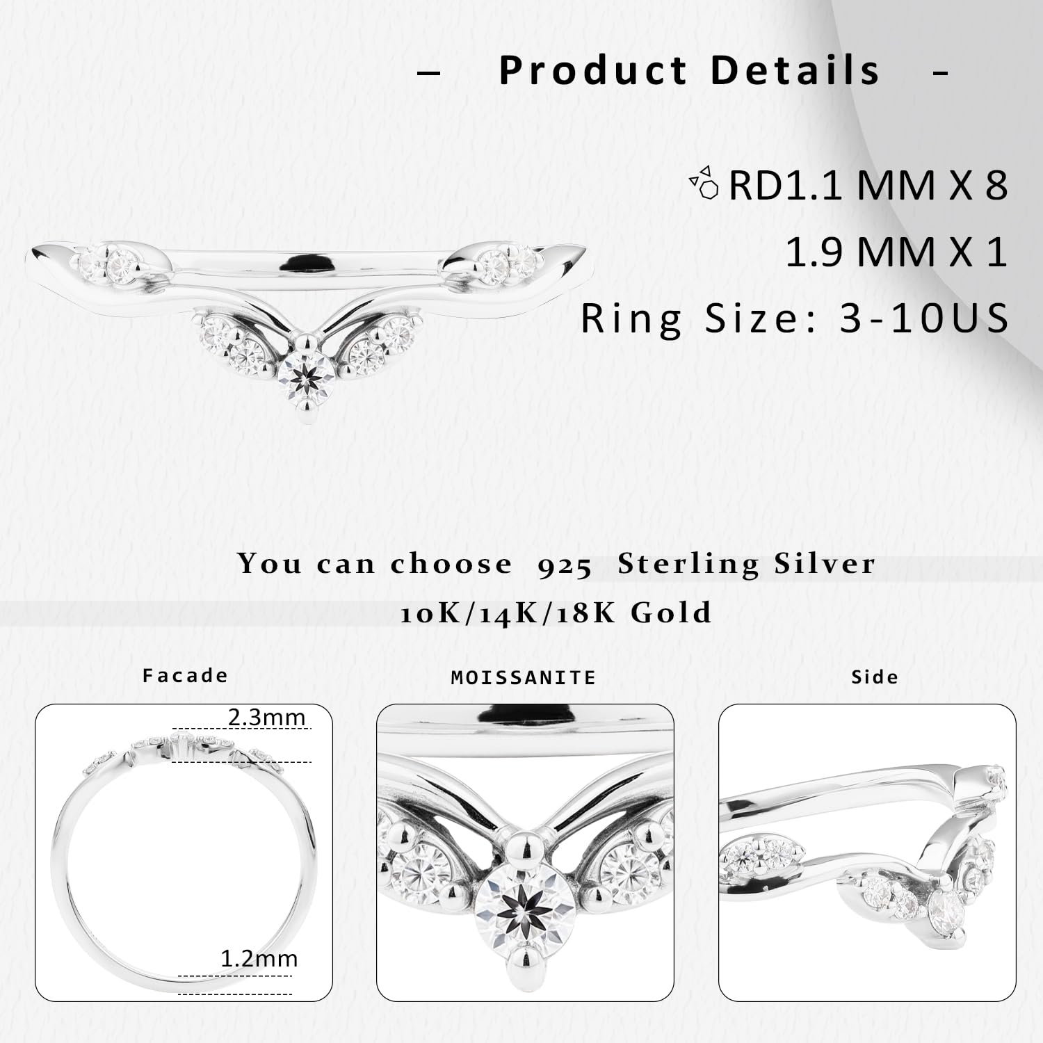 Eternity Ring for Women - 925 Sterling Silver Moissanite Engagement Ring, Stackable Wedding Band, Promise Ring for Her (Size 3-10) - Perfect for Anniversaries, Proposals & Everyday Elegance