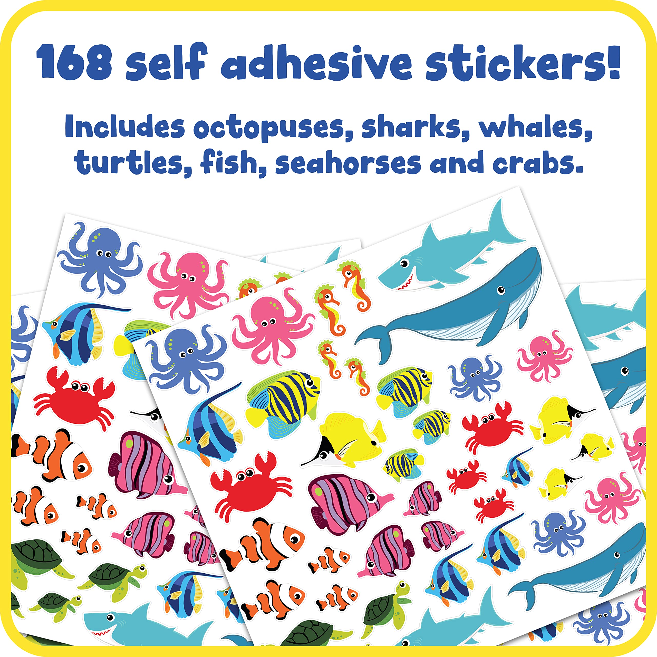 READY 2 LEARN Foam Stickers - 168-Piece Sea Life Ocean Animal Stickers for Kids - 3D Puffy Self-Adhesive Stickers for Crafts, Scrapbooking, Party Favors & Laptop Decoration - Perfect for Classroom Activities, DIY Projects & Underwater Theme Parties