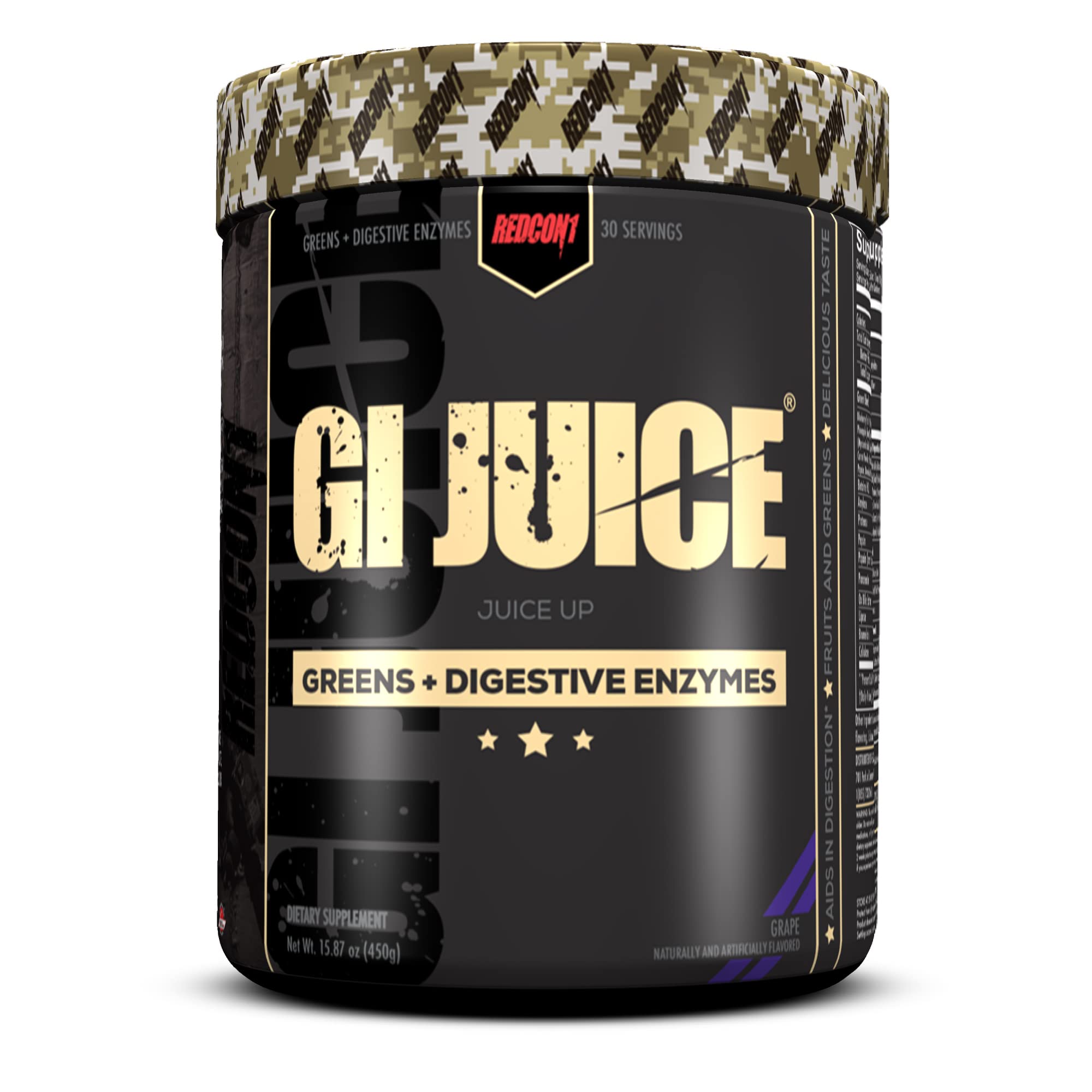 GI Juice - Digestive Enzymes & Daily Greens Supplement with Grape Extract - Supports Gut Health & Digestion - Perfect for Wellness Routines & Active Lifestyles