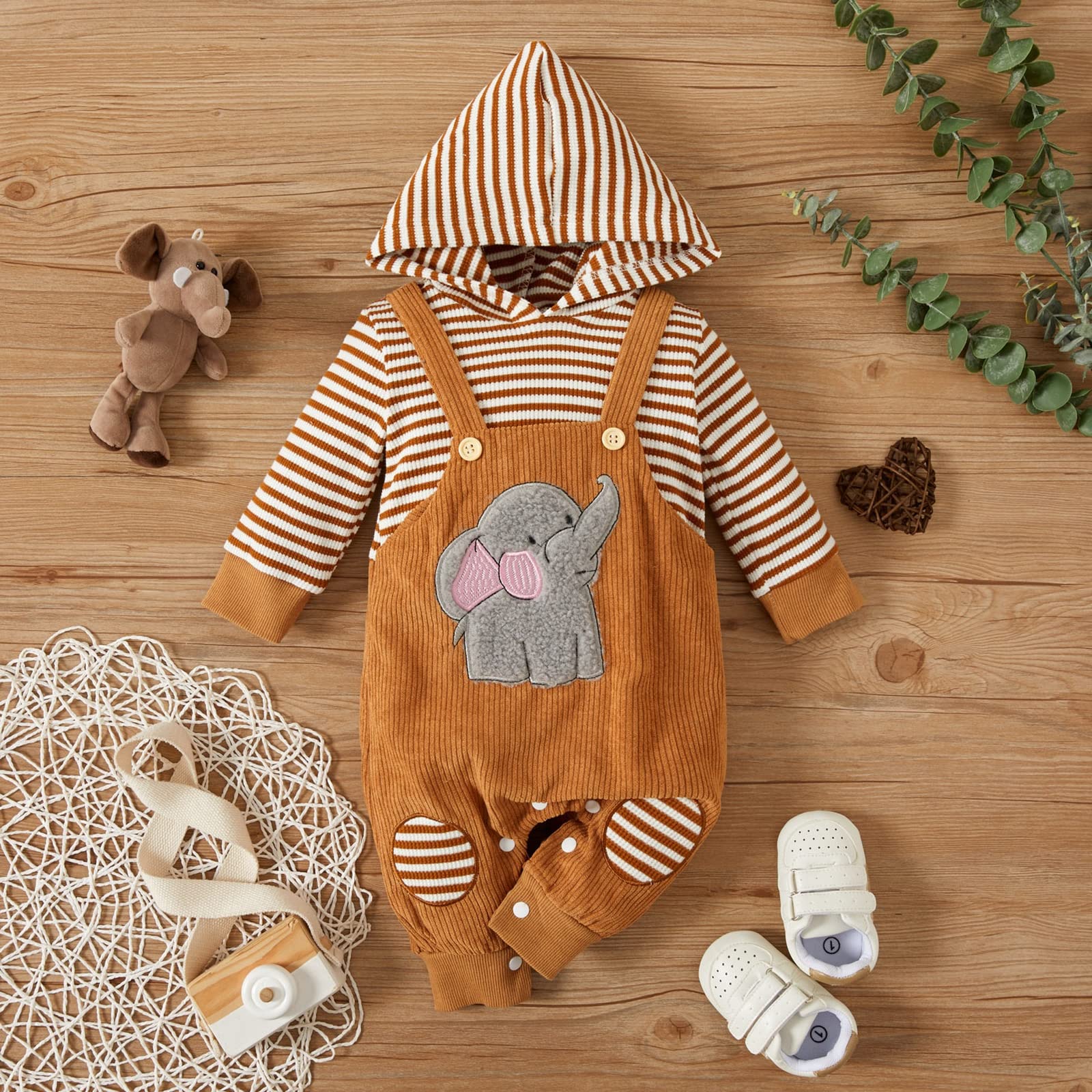 Baby Ribbed Hoodie Romper - Long Sleeve Fall/Winter Outfit for Boys & Girls - Playtime & Outdoor Wear