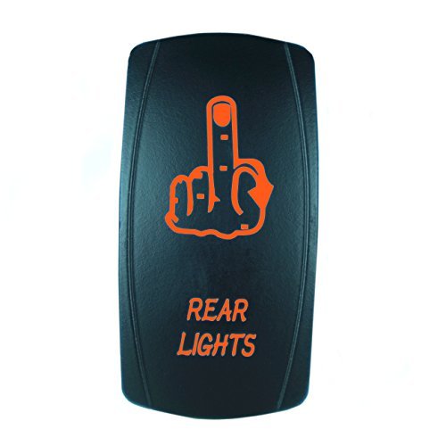 STVMotorsports Orange LED Rocker Switch with Laser Backlit - 20A 12V On/Off Waterproof Toggle for Boat, Truck & Off-Road Vehicle Lighting Control